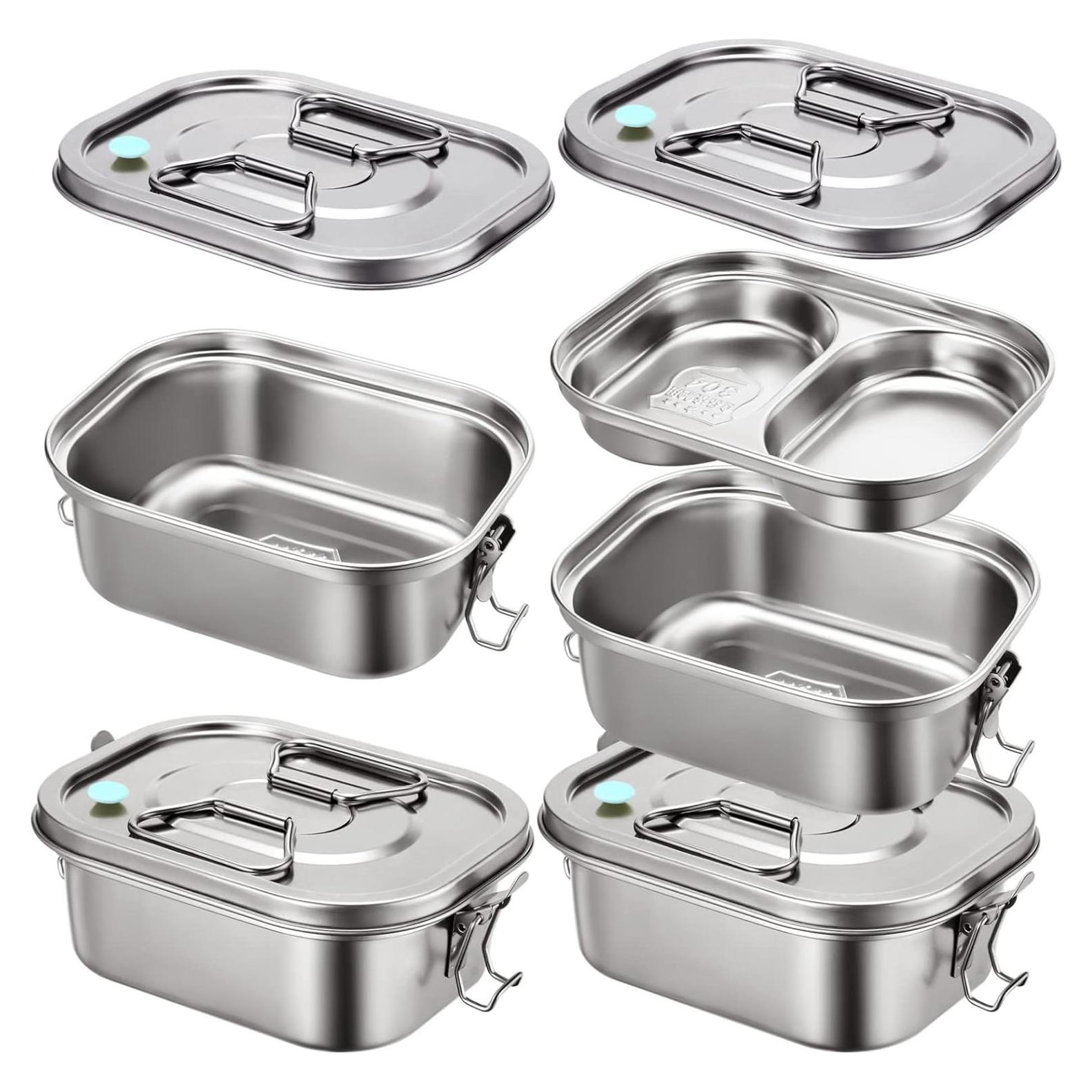 Caja Bento de Acero Inoxidable Romooa 2 Piezas A Prueba de Fugas