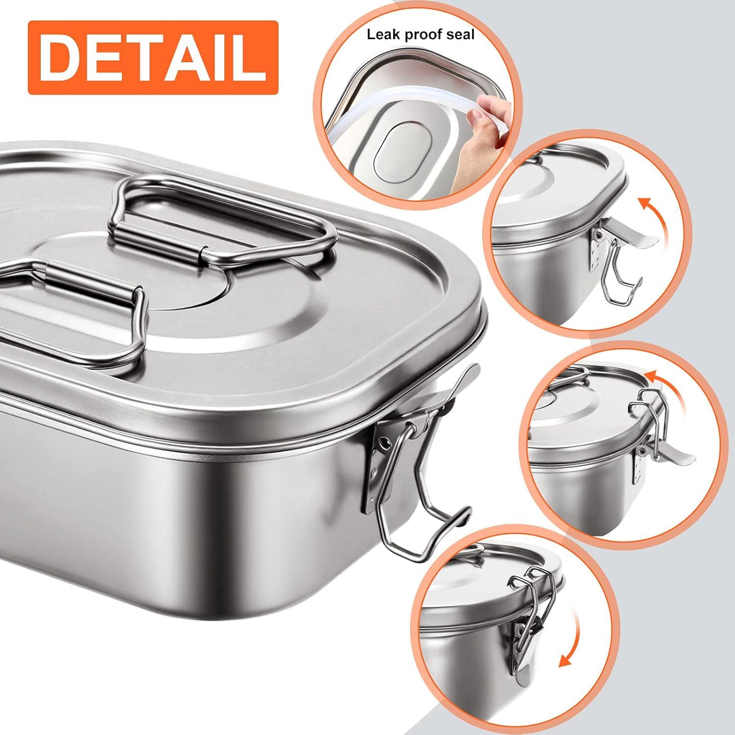 Caja Bento de Acero Inoxidable Romooa 2 Piezas A Prueba de Fugas