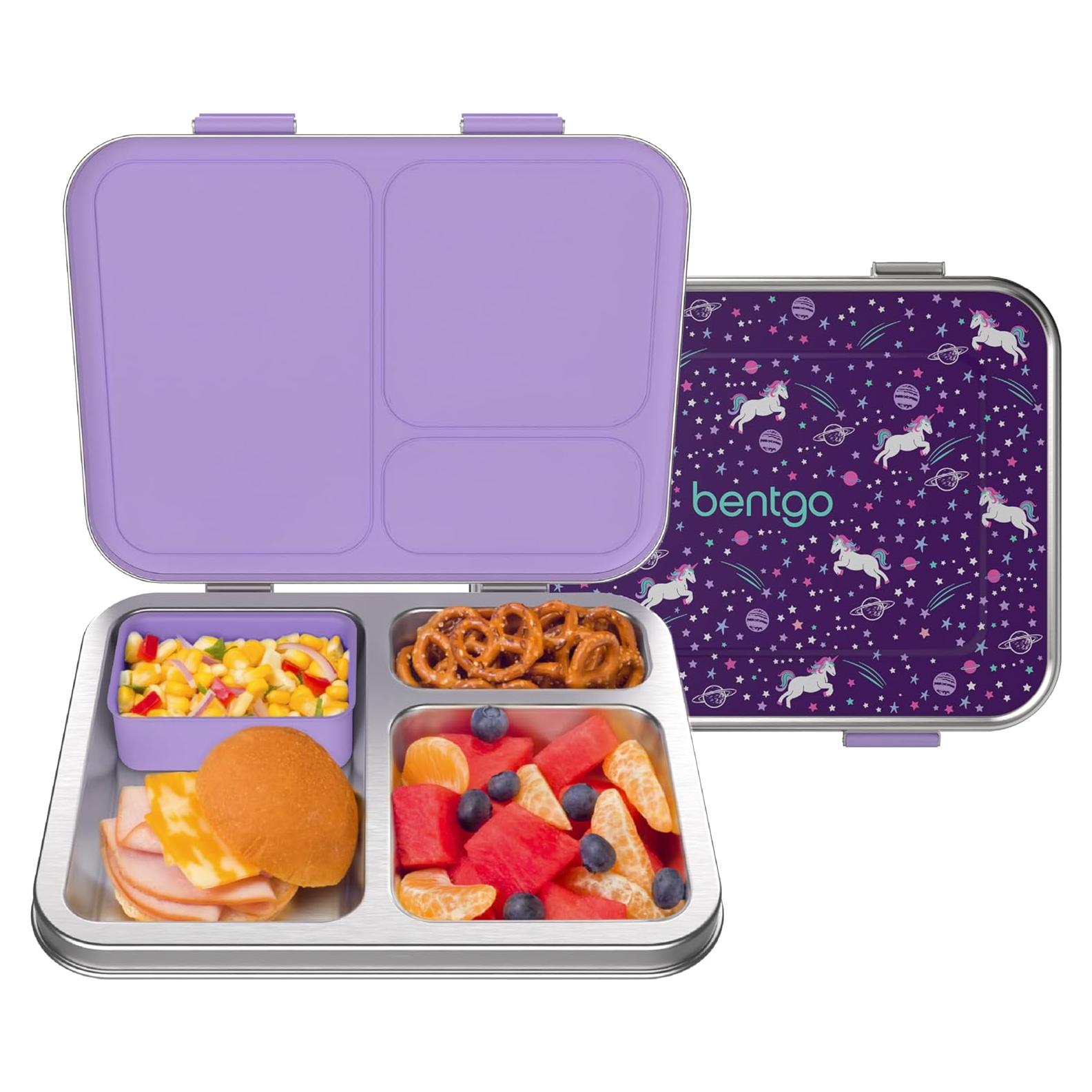 Bentgo Kids Caja de Almuerzo Acero Inoxidable Unicornio 3 Compartimentos