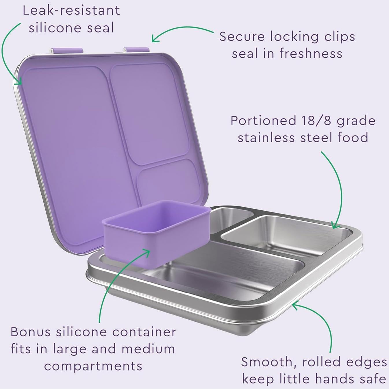 Bentgo Kids Caja de Almuerzo Acero Inoxidable Unicornio 3 Compartimentos