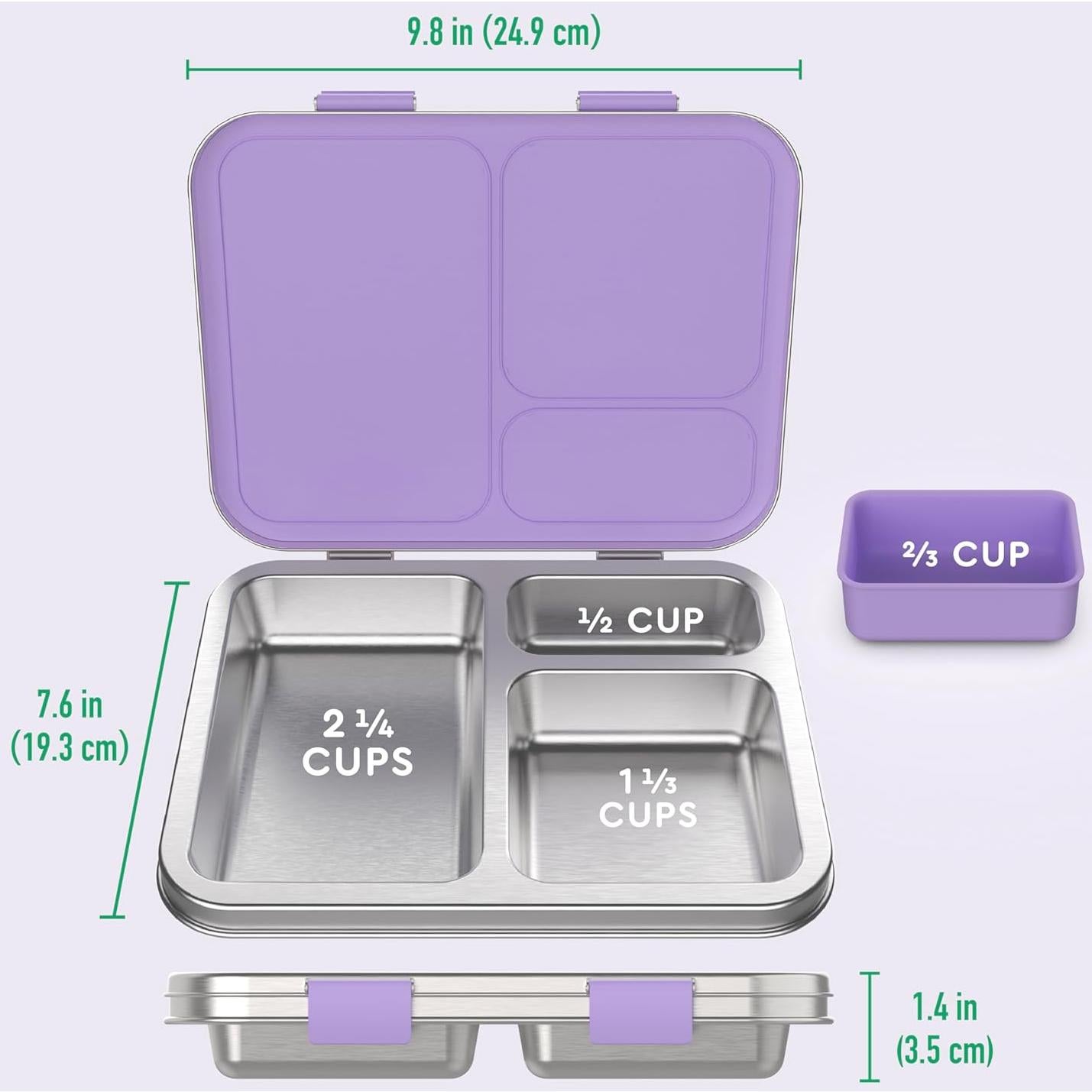 Bentgo Kids Caja de Almuerzo Acero Inoxidable Unicornio 3 Compartimentos