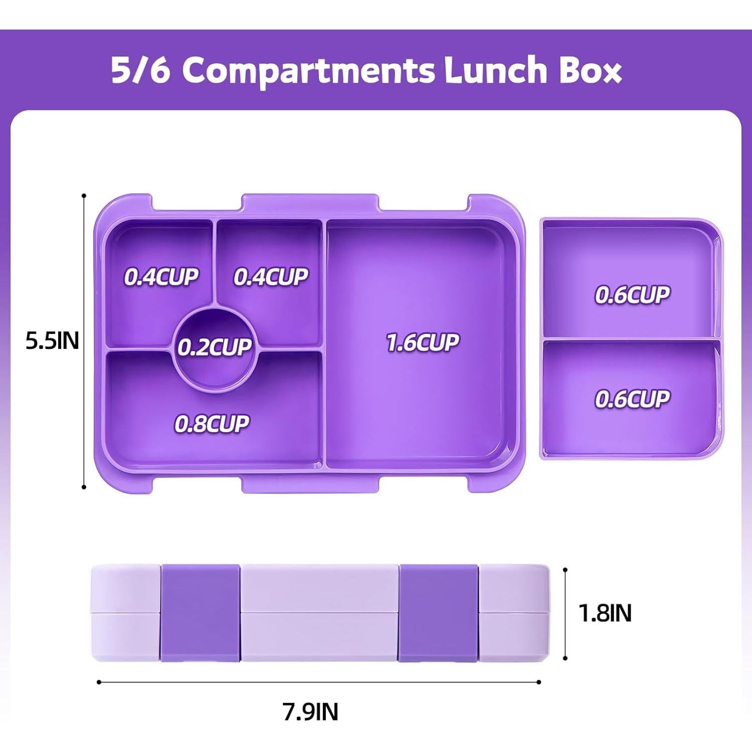 Caja Bento para Niños 810ml - Almuerzo a Prueba de Fugas