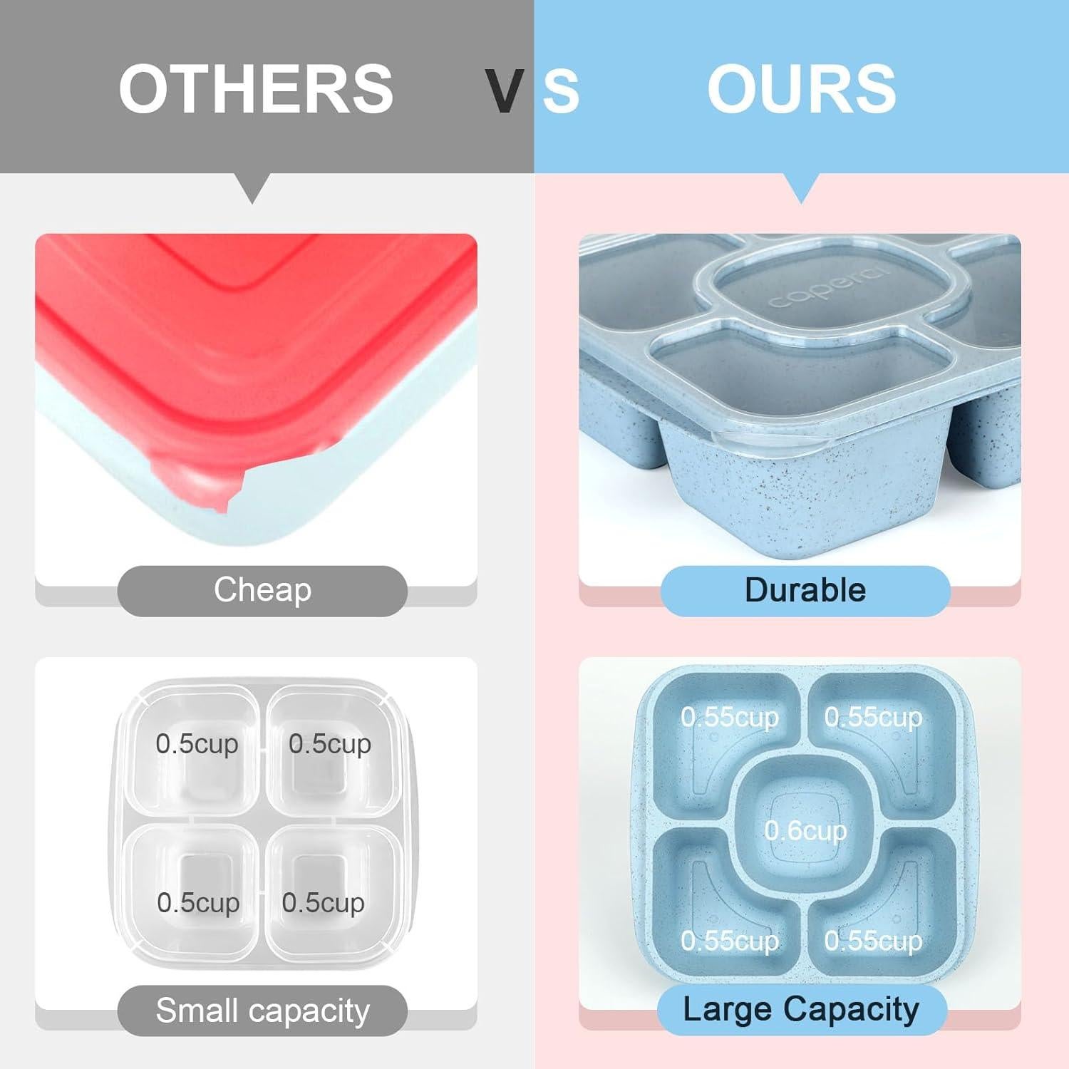 Caperci Bento Snack Box 4-Pack 5 Compartimentos Libre BPA