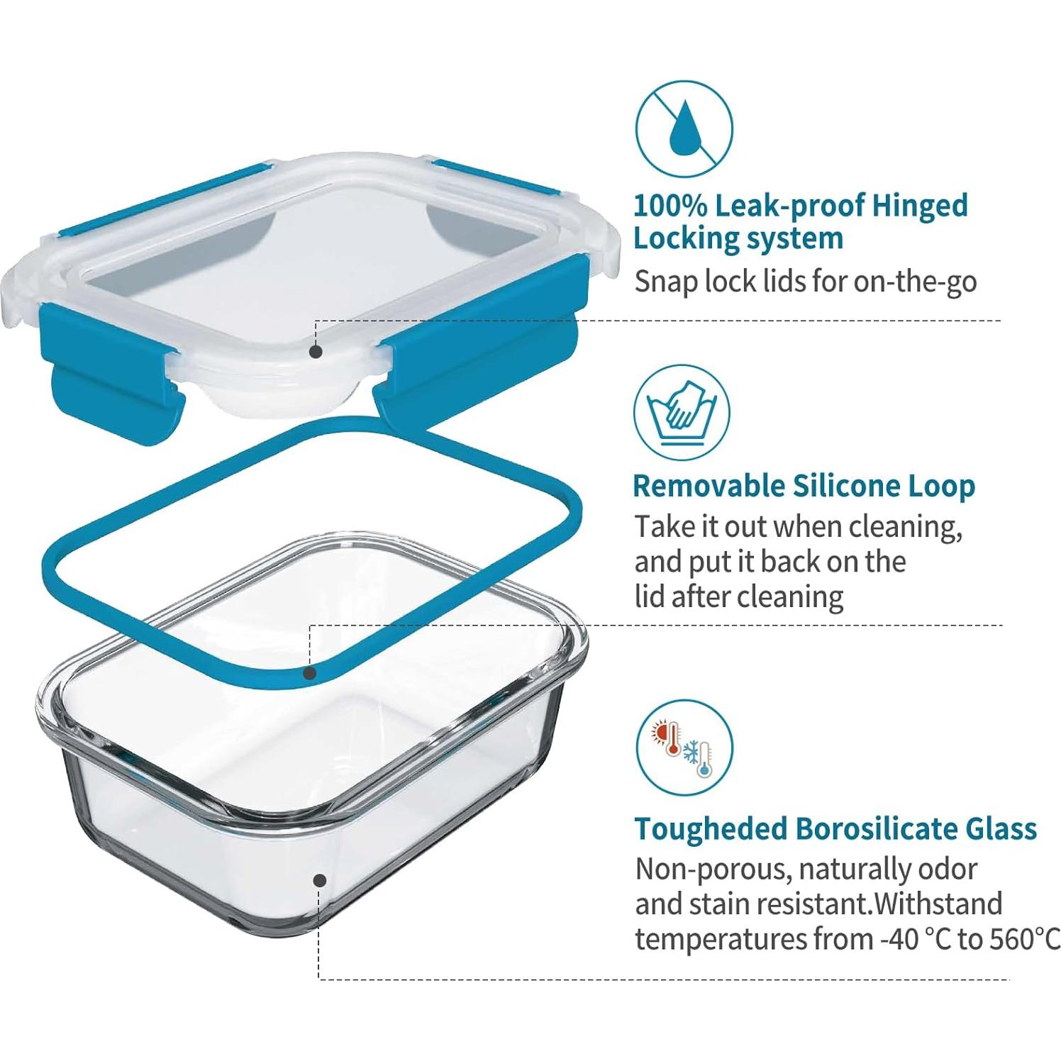 Contenedores de Almacenamiento de Alimentos Genicook 9 Piezas Vidrio