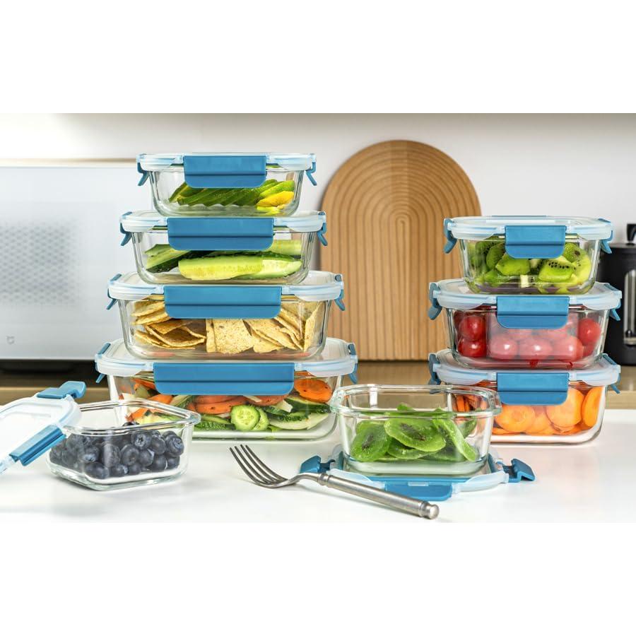 Contenedores de Almacenamiento de Alimentos Genicook 9 Piezas Vidrio