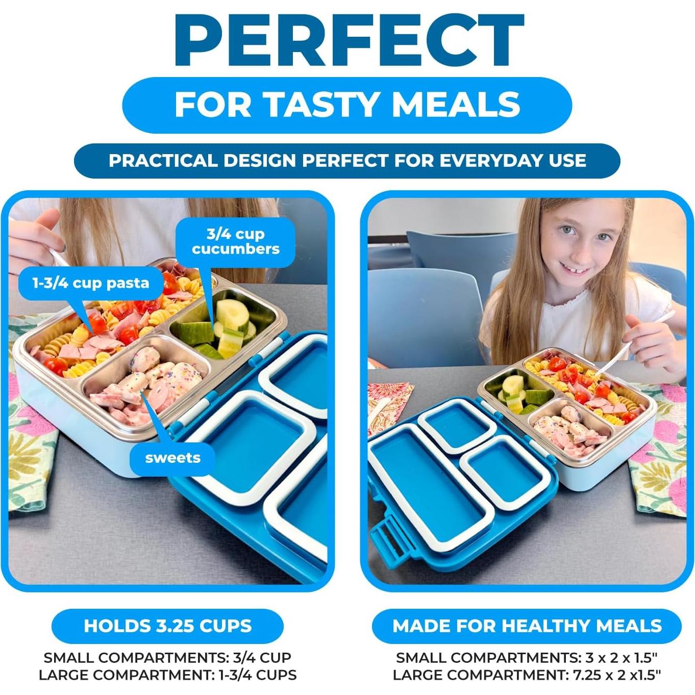 Contenedor Bento Acero Inoxidable kinsho 790 mL Azul