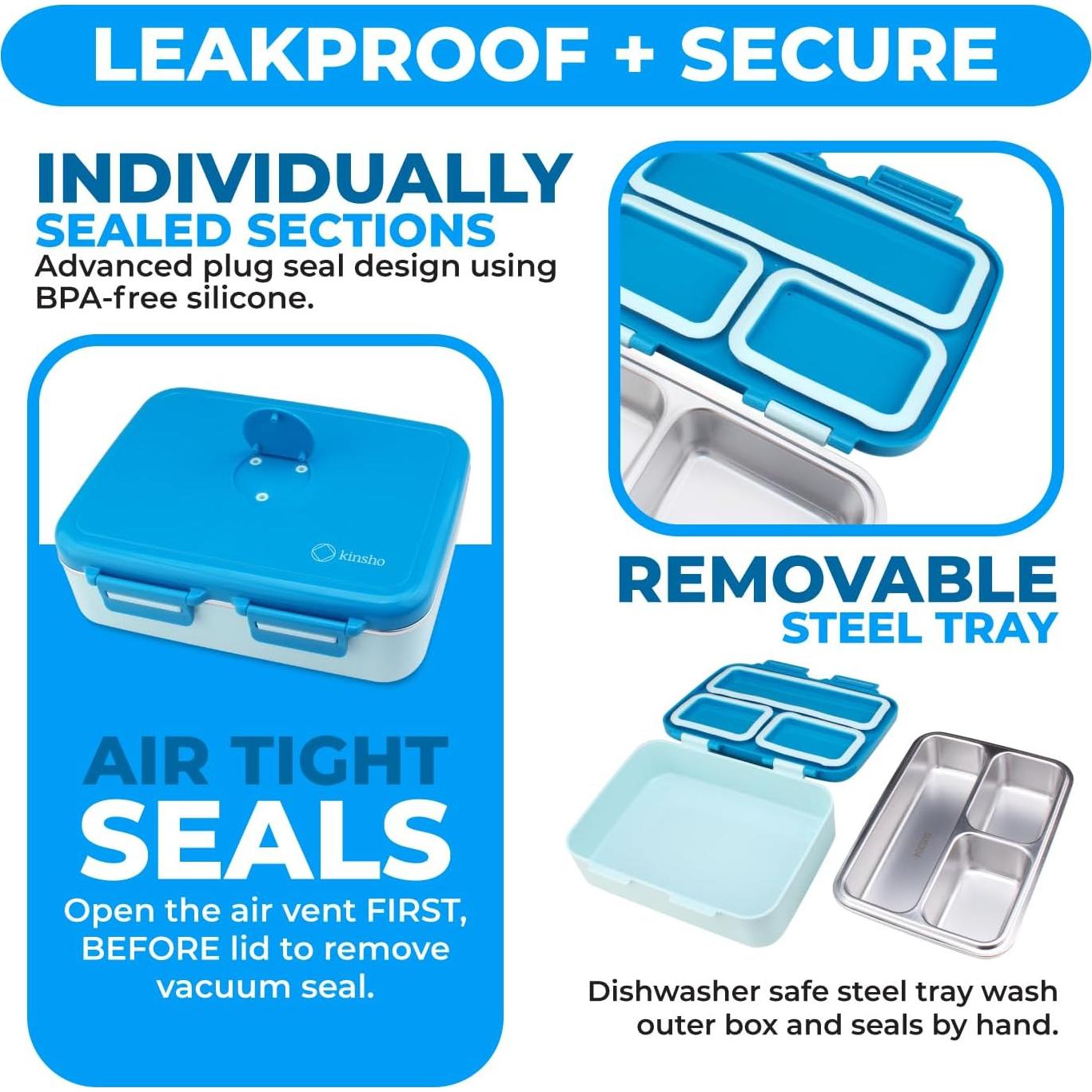 Contenedor Bento Acero Inoxidable kinsho 790 mL Azul