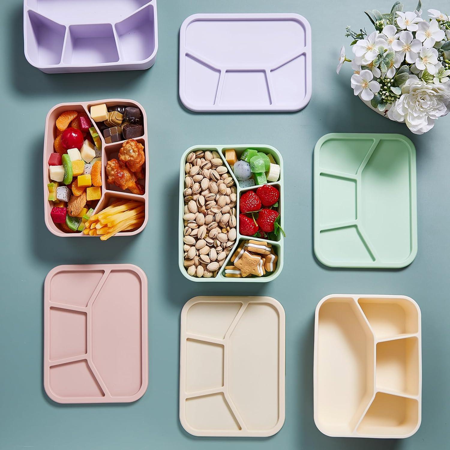 4 Cajas Bento de Silicona Ziliny Rectangulares a Prueba de Fugas