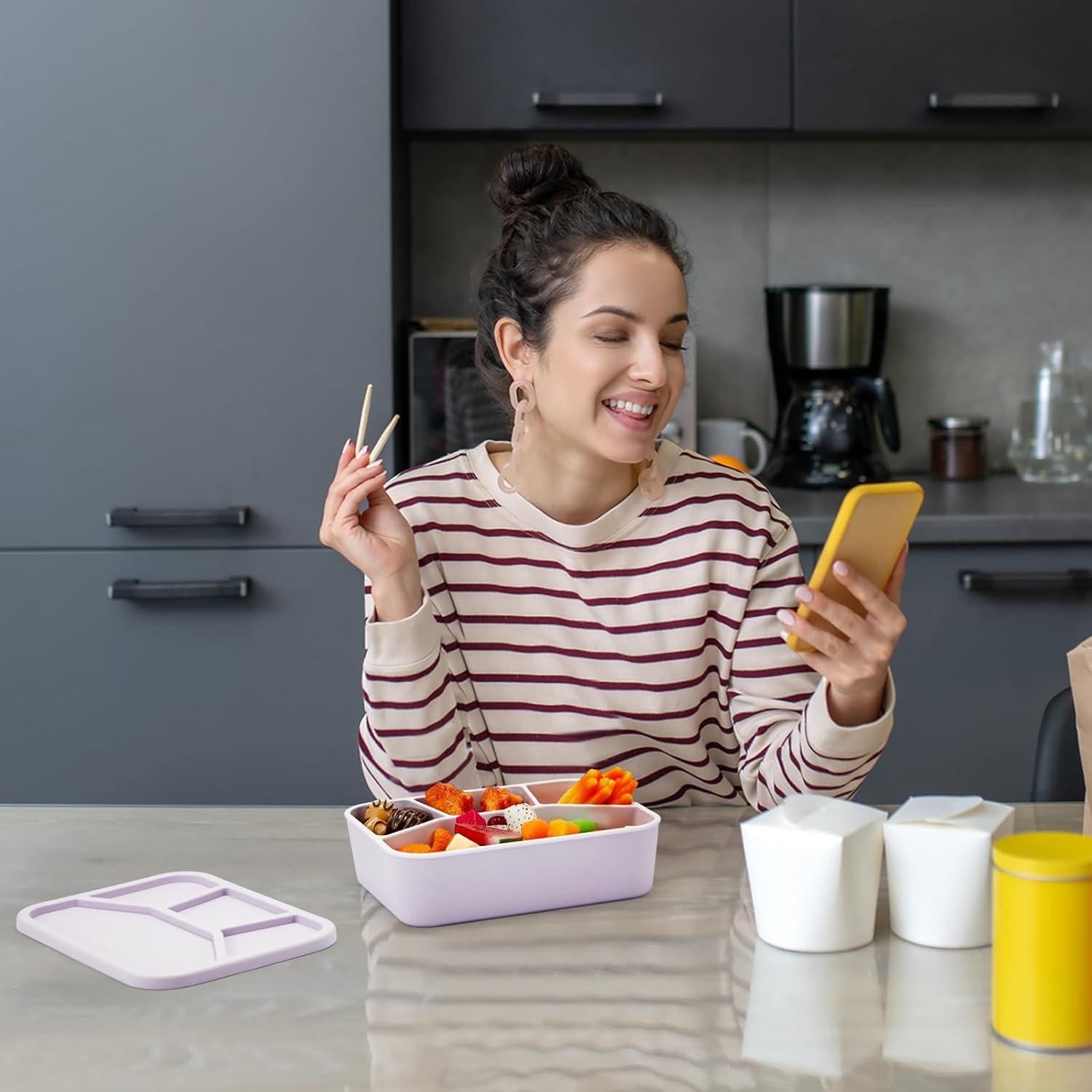 4 Cajas Bento de Silicona Ziliny Rectangulares a Prueba de Fugas
