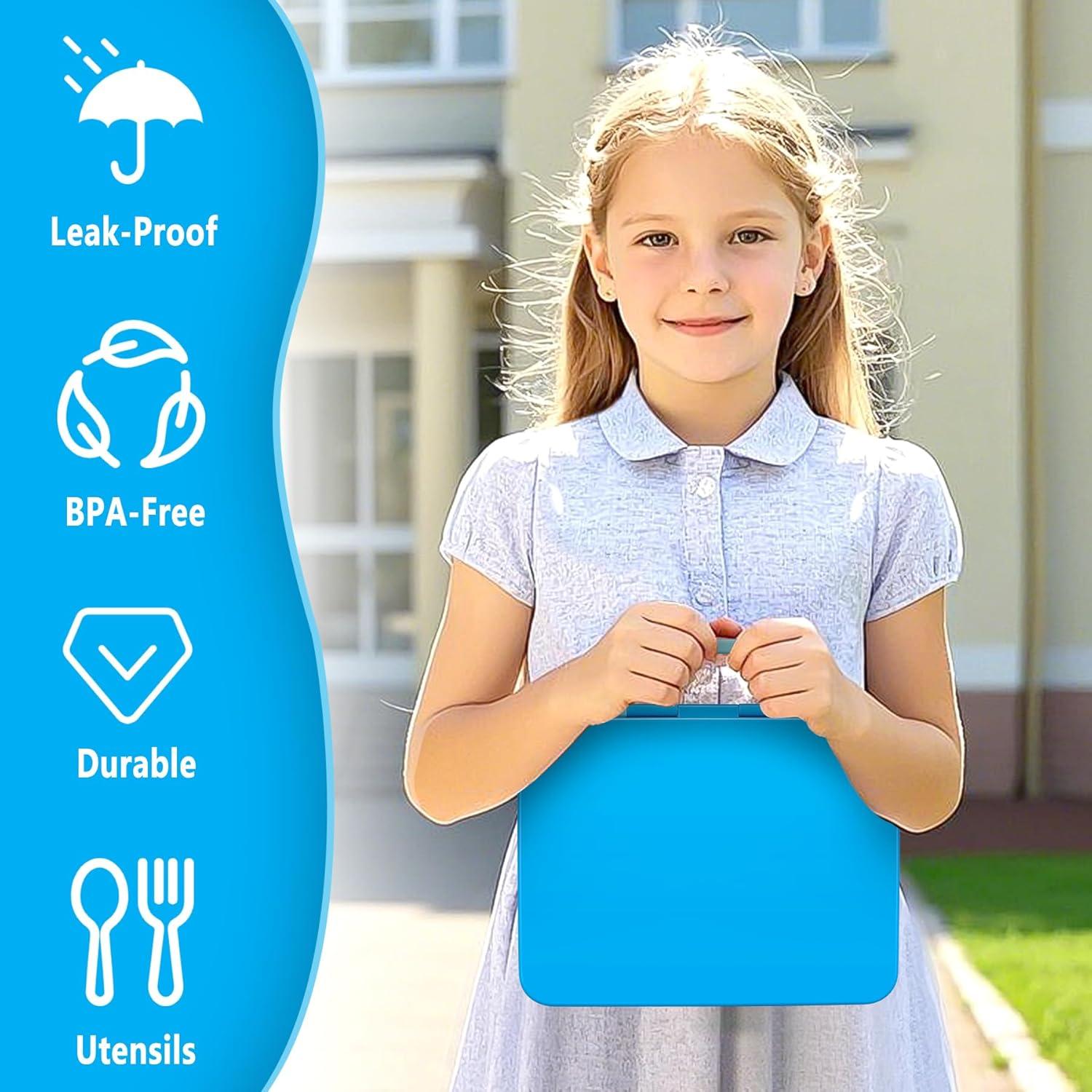 Caja de Almuerzo Bento Azul para Niños 5.5 Tazas a Prueba de Fugas