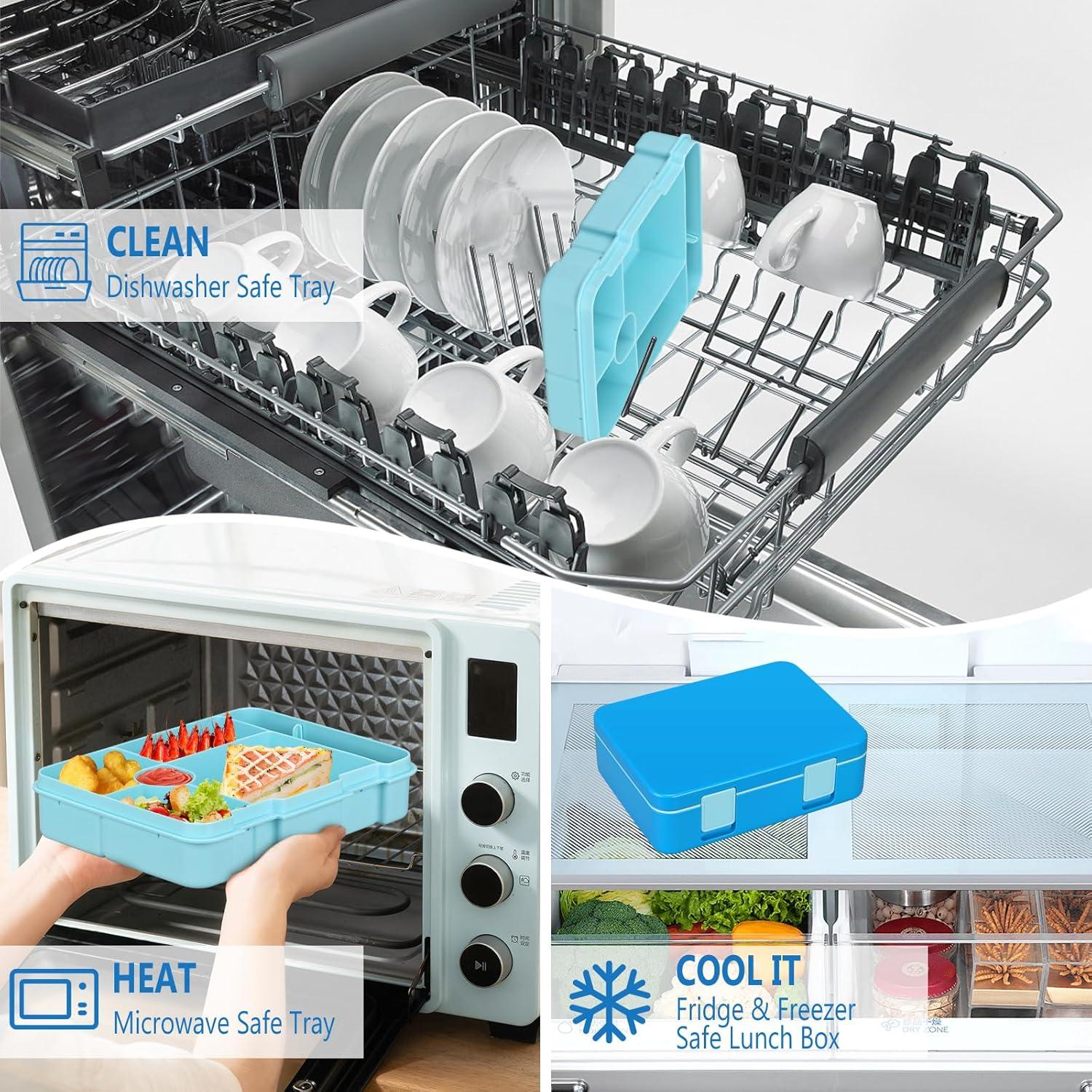 Caja de Almuerzo Bento Azul para Niños 5.5 Tazas a Prueba de Fugas