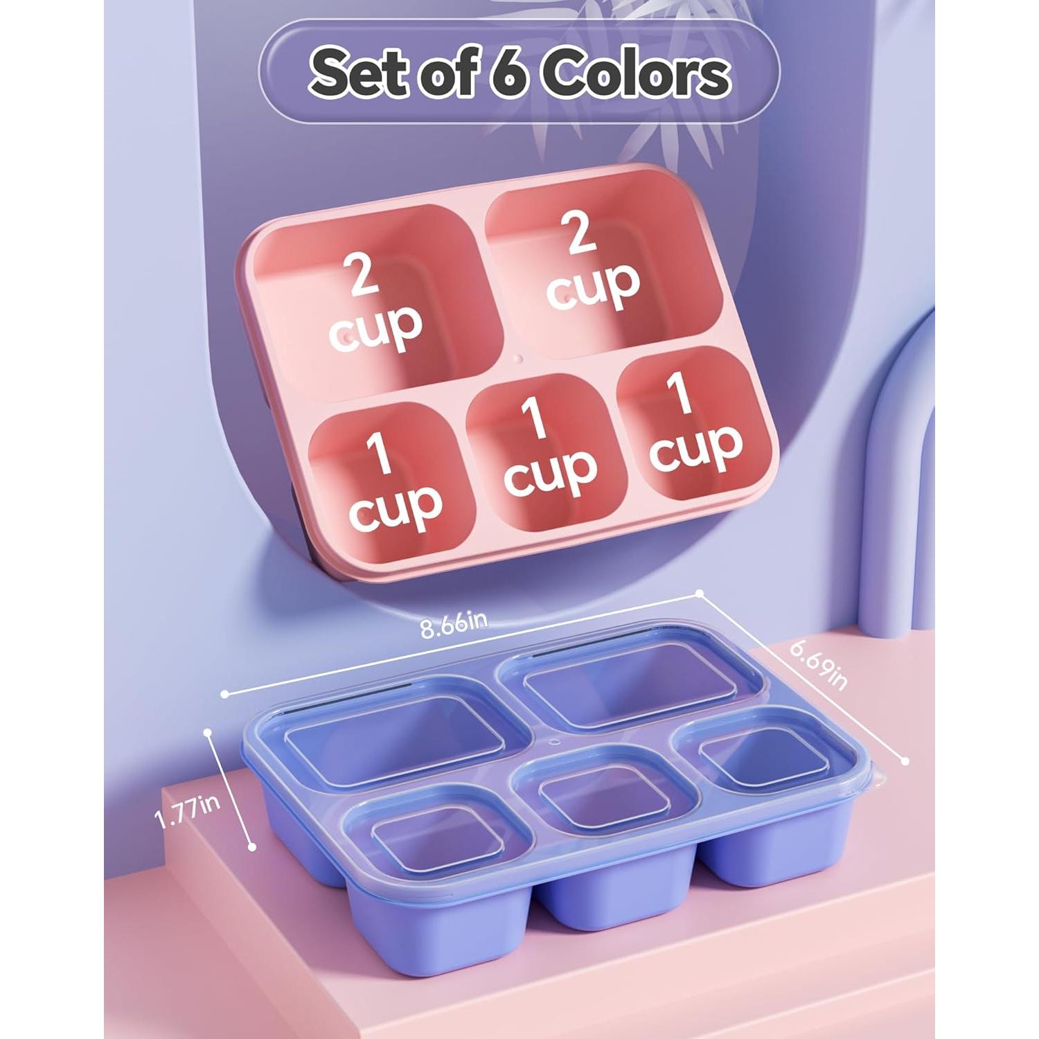 Juego de 6 Contenedores de Snack Bento Canfanni 5 Compartimentos