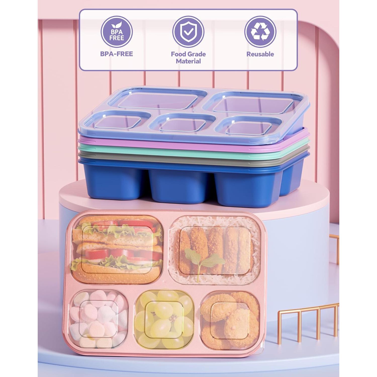 Juego de 6 Contenedores de Snack Bento Canfanni 5 Compartimentos