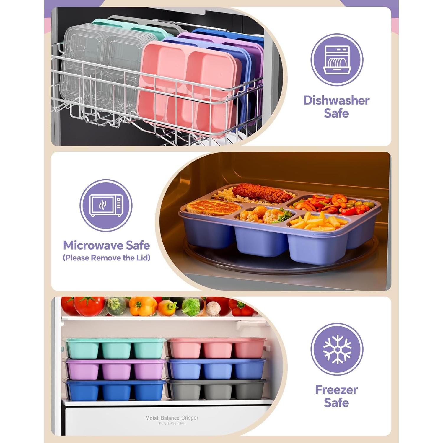 Juego de 6 Contenedores de Snack Bento Canfanni 5 Compartimentos