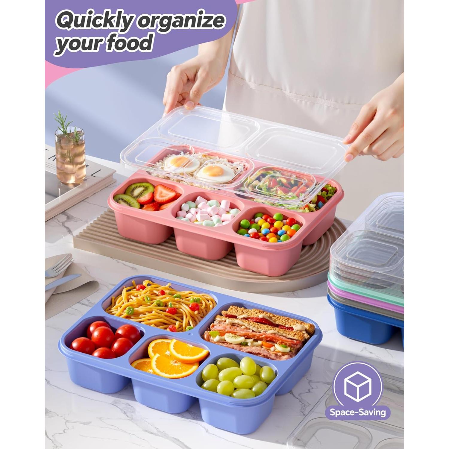 Juego de 6 Contenedores de Snack Bento Canfanni 5 Compartimentos