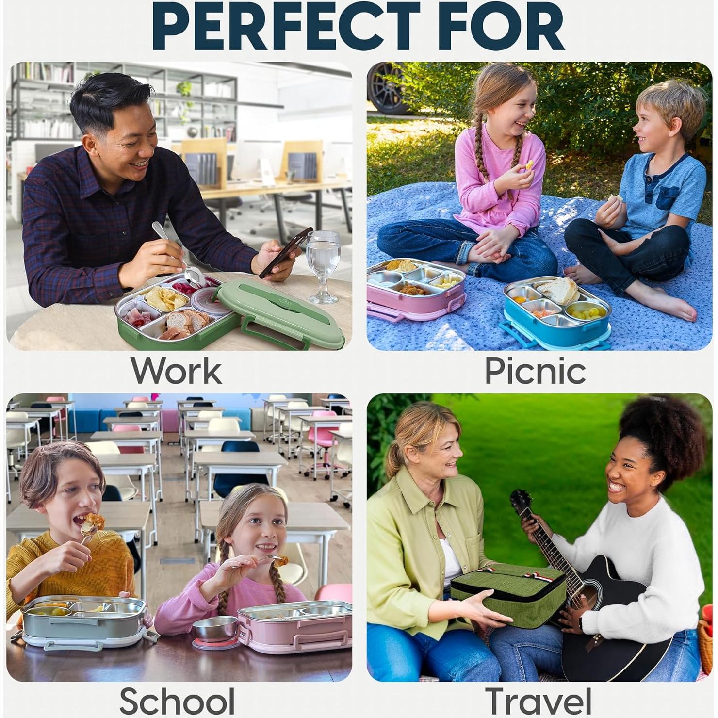 Caja Bento Acero Inoxidable Korra Hogar - 5 Compartimentos Azul