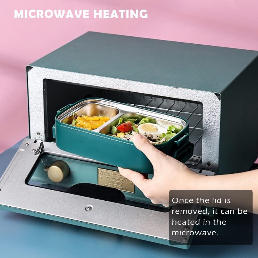 Caja Bento Grande HEWOOH 2100ml Verde, Apta Microondas y Lavavajillas