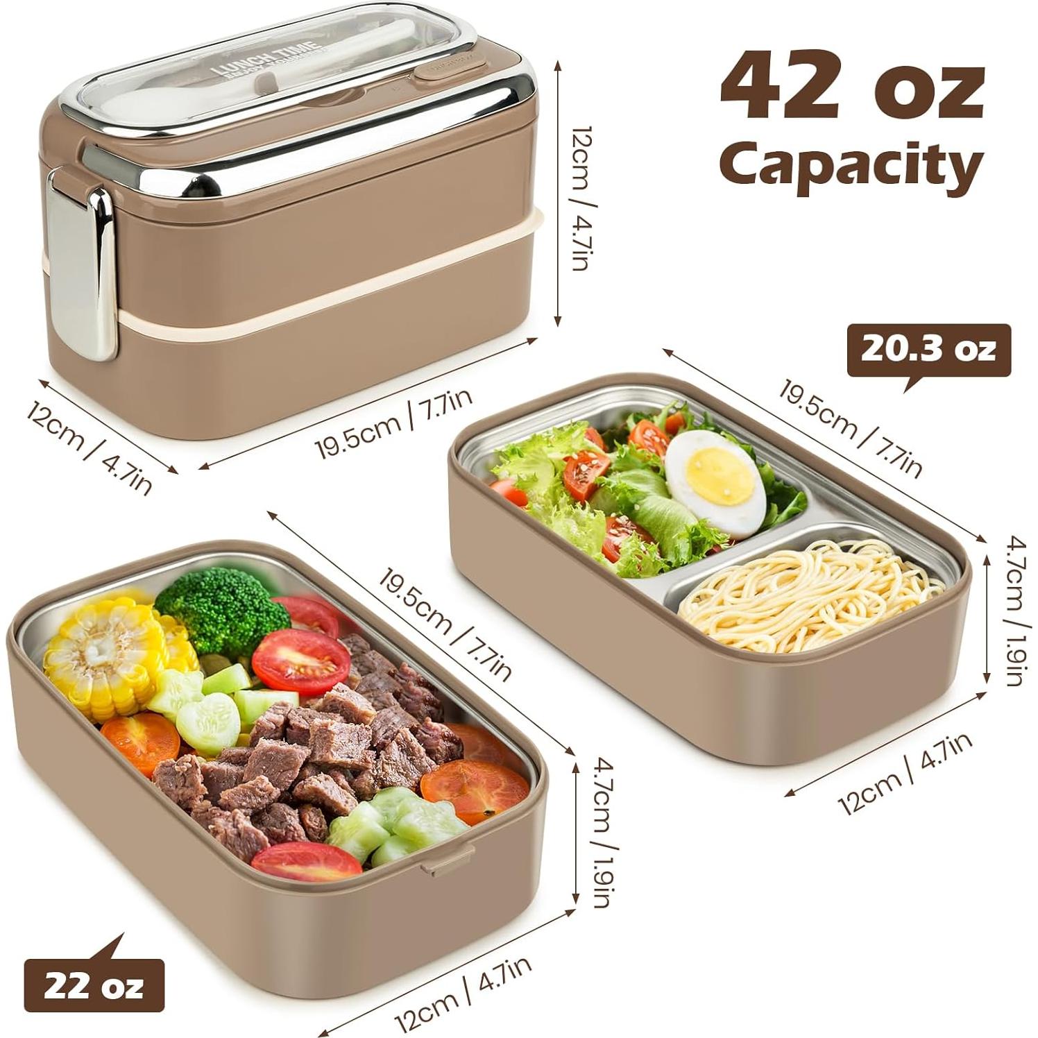 Caja Bento Doble Capa Suteng 1.3L Acero Inoxidable Beige