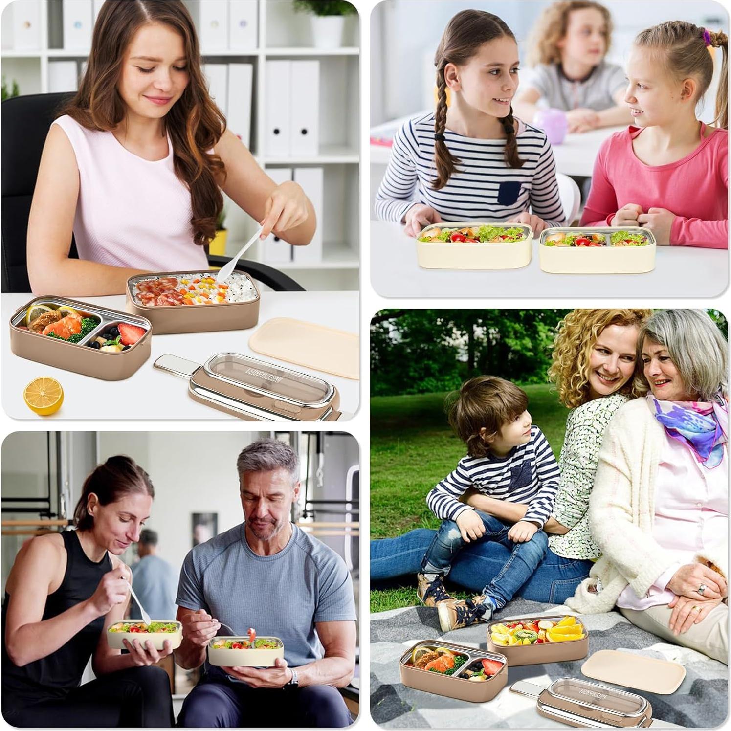 Caja Bento Doble Capa Suteng 1.3L Acero Inoxidable Beige