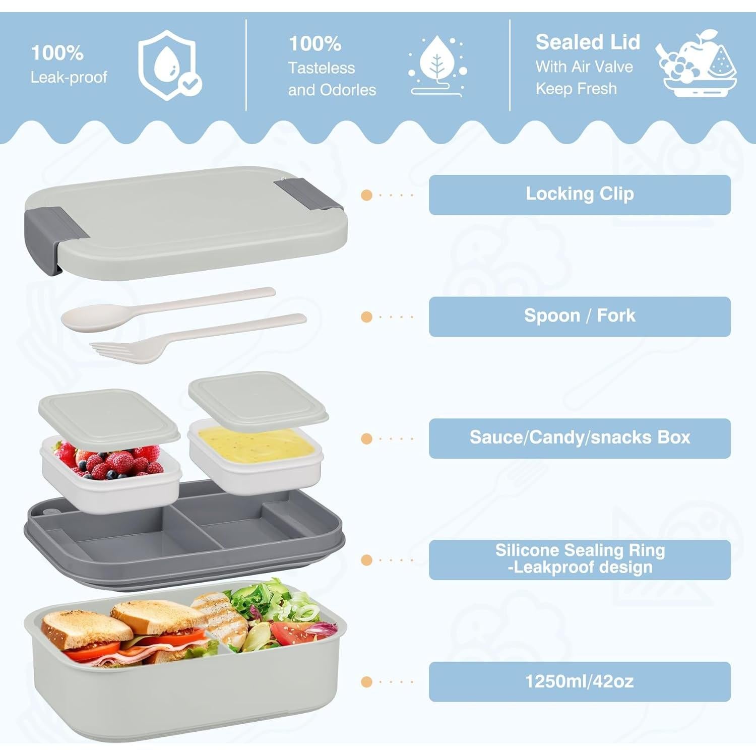 Caja de Almuerzo Bento WyfKyd 4 Compartimentos Acero Inoxidable