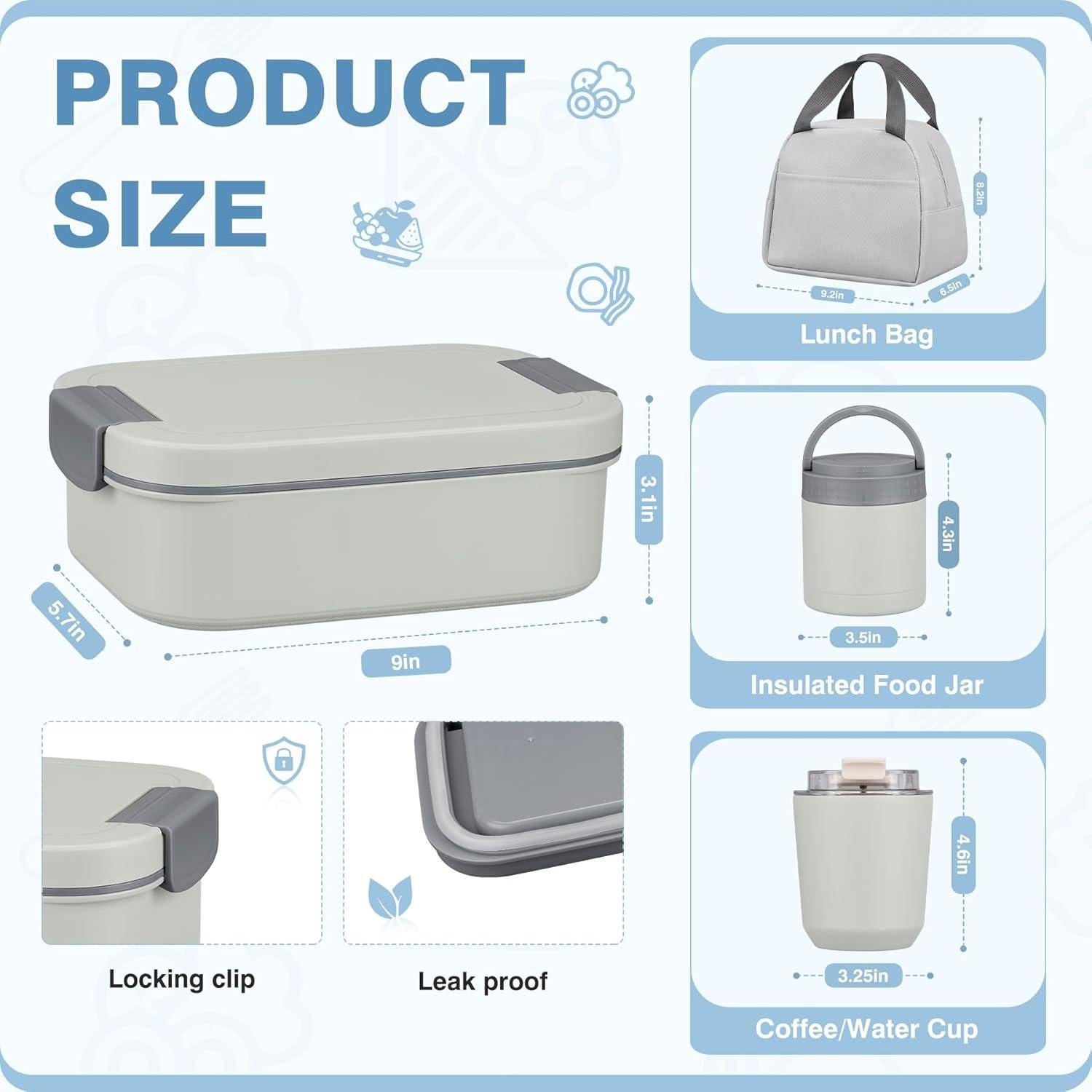 Caja de Almuerzo Bento WyfKyd 4 Compartimentos Acero Inoxidable