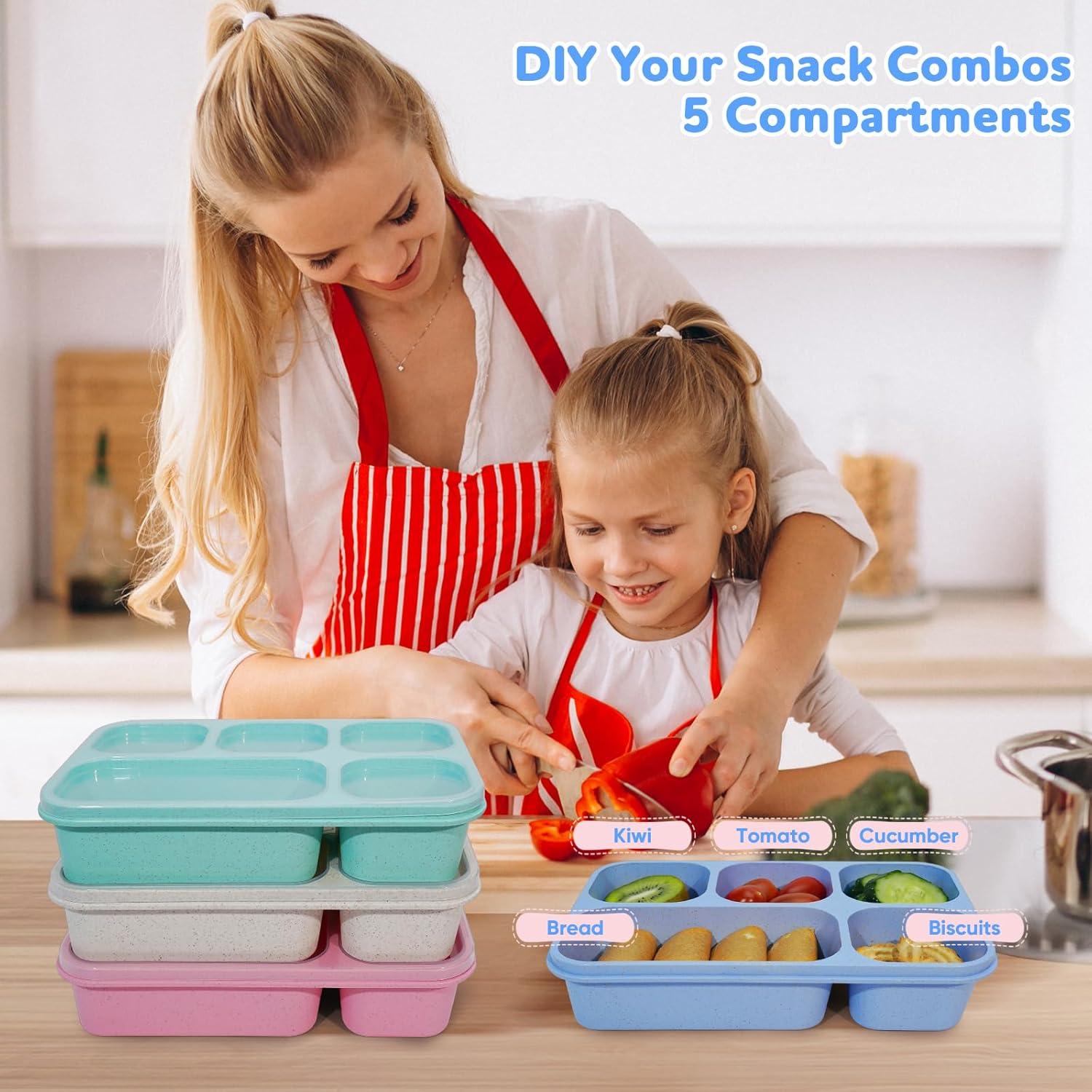 Caja Bento Almuerzo Vantuofu 4 Pcs 5 Compartimentos 600 ml