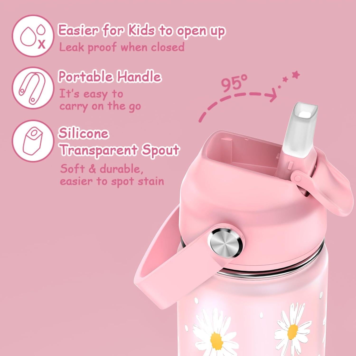 Caja Bento Bevalsa para Niños 43oz + Botella 14oz Rosa