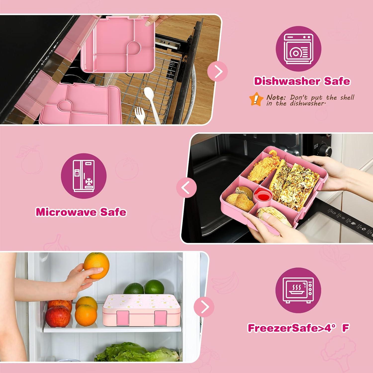 Caja Bento Bevalsa para Niños 43oz + Botella 14oz Rosa