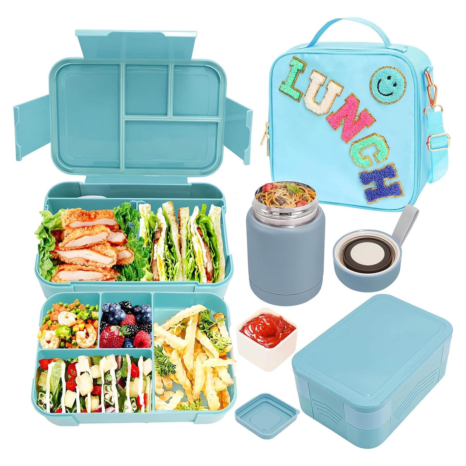 Bolsa de Almuerzo Aislada PainZieteg Azul con Termo y Caja Bento