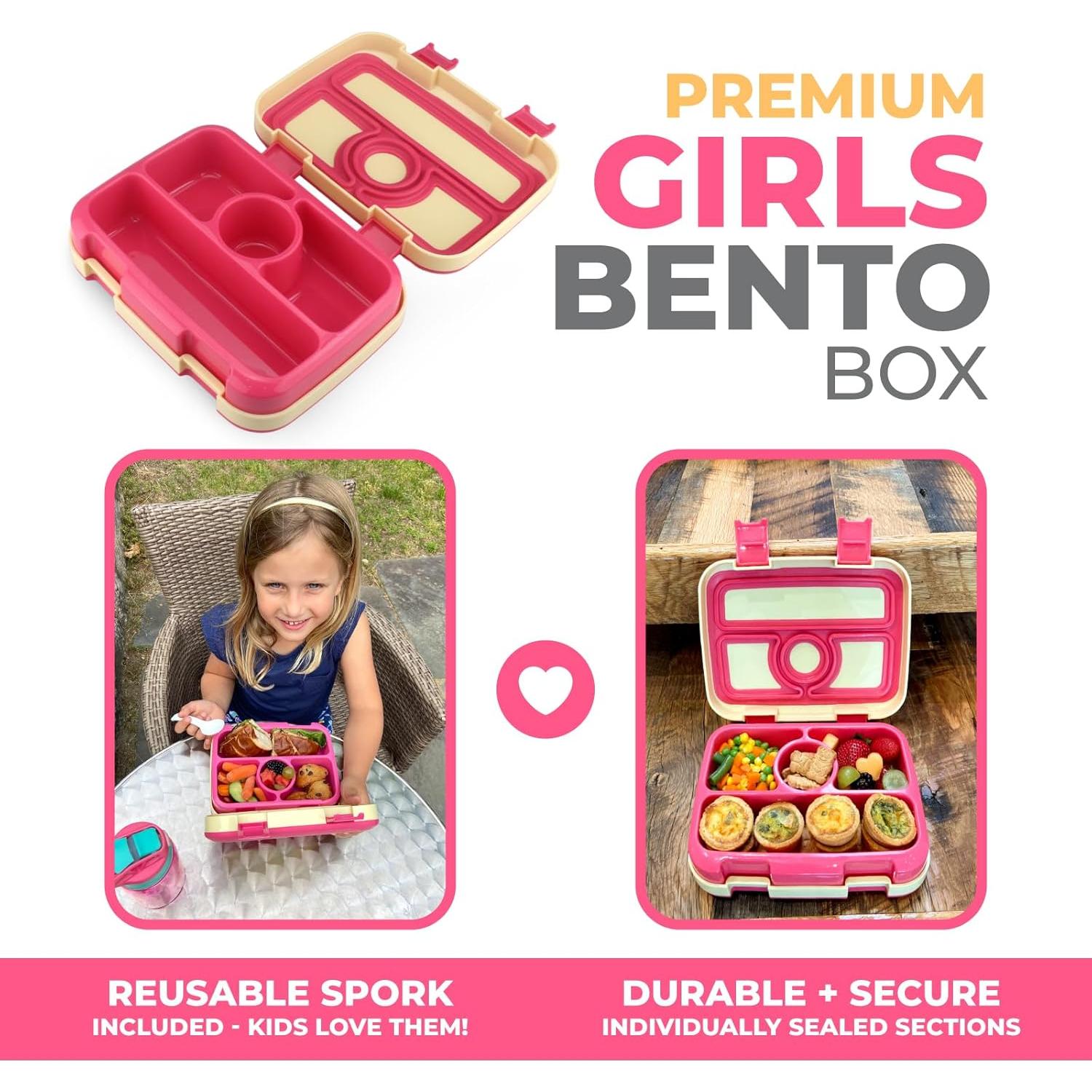 Caja Bento Kinsho para Niños Rosa 4 Compartimentos 700ml