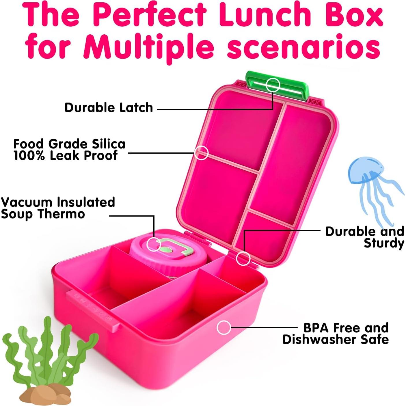 Caja de Almuerzo Bento Doiaz Rosa 4 Compartimentos Aislada