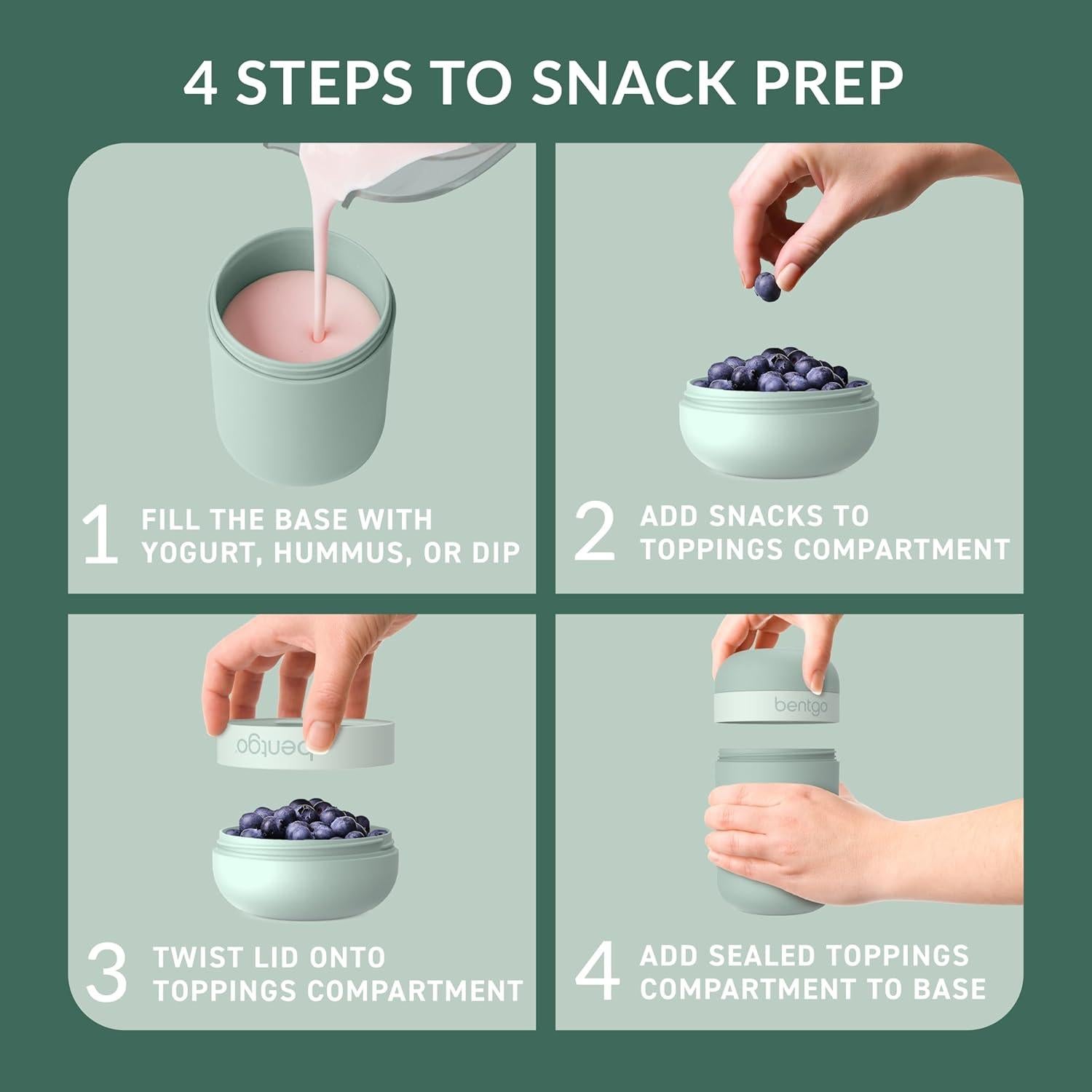Tazón de Snack Bentgo Verde Menta - 2.5 Tazas, A Prueba de Fugas