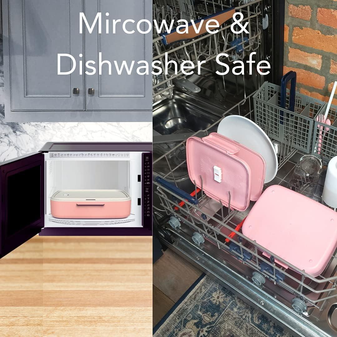 Fenrici Bento Box Lunch Box For Kids and Teens, Made with Wheat Straw, 5 Leakproof Compartments, BPA-Free Bento Box, Microwave and Dishwasher Safe, Pastel Blue, Blue