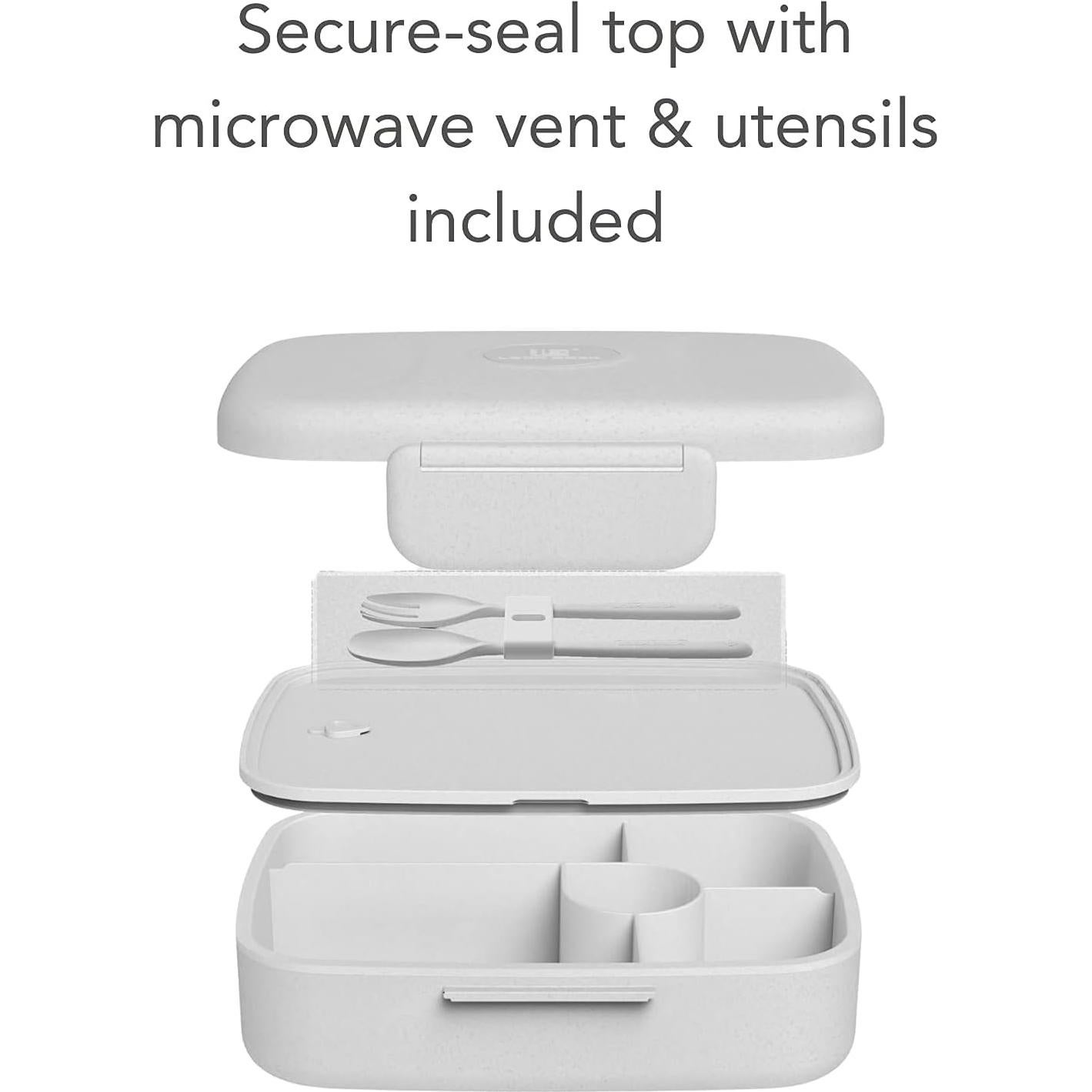 Fenrici Bento Box Lunch Box For Kids and Teens, Made with Wheat Straw, 5 Leakproof Compartments, BPA-Free Bento Box, Microwave and Dishwasher Safe, Pastel Blue, Blue