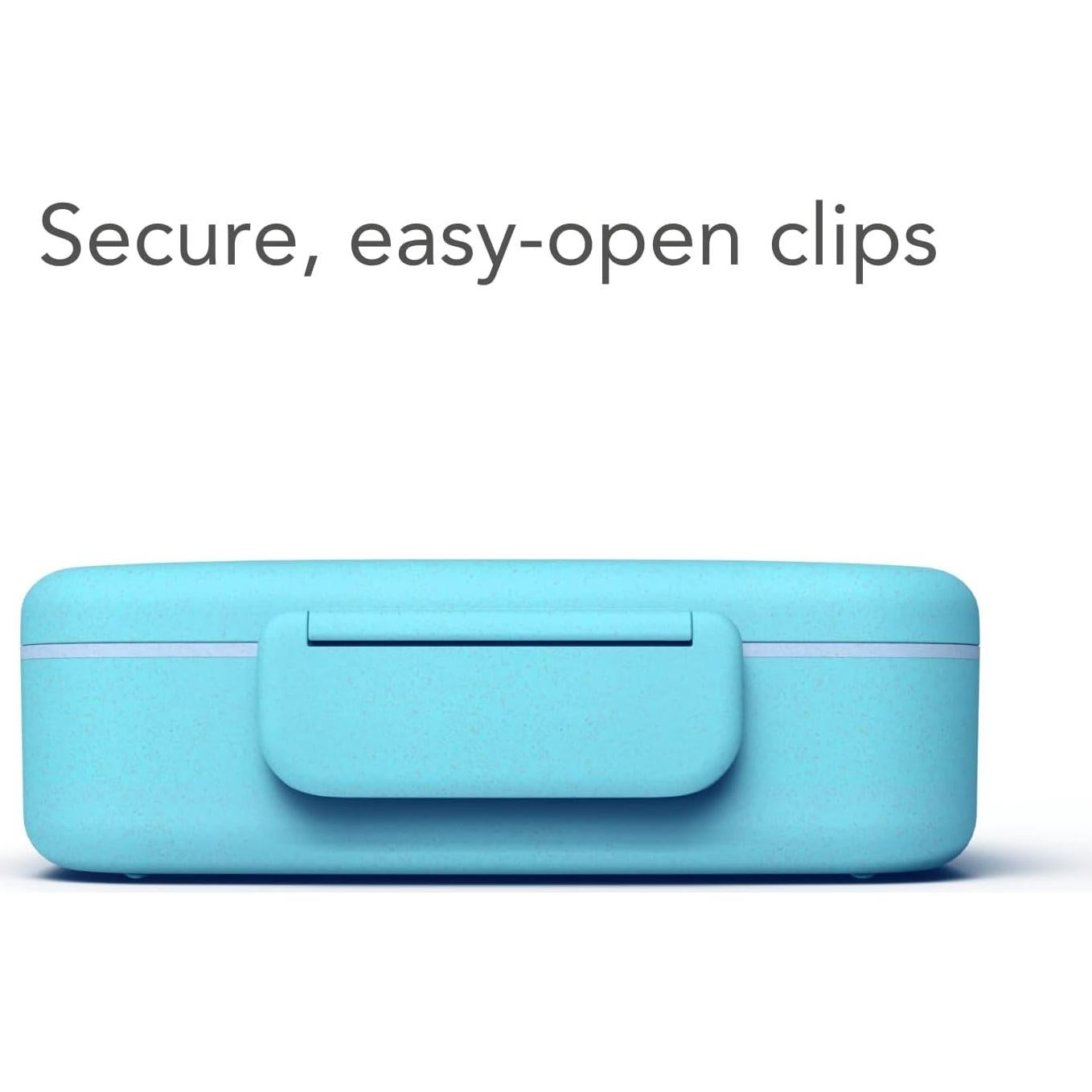 Fenrici Bento Box Lunch Box For Kids and Teens, Made with Wheat Straw, 5 Leakproof Compartments, BPA-Free Bento Box, Microwave and Dishwasher Safe, Pastel Blue, Blue