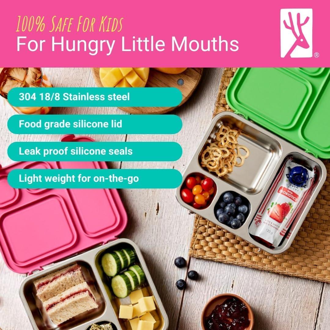 Caja Bento de Acero Inoxidable Elk y Amigos 857 ml Rosa