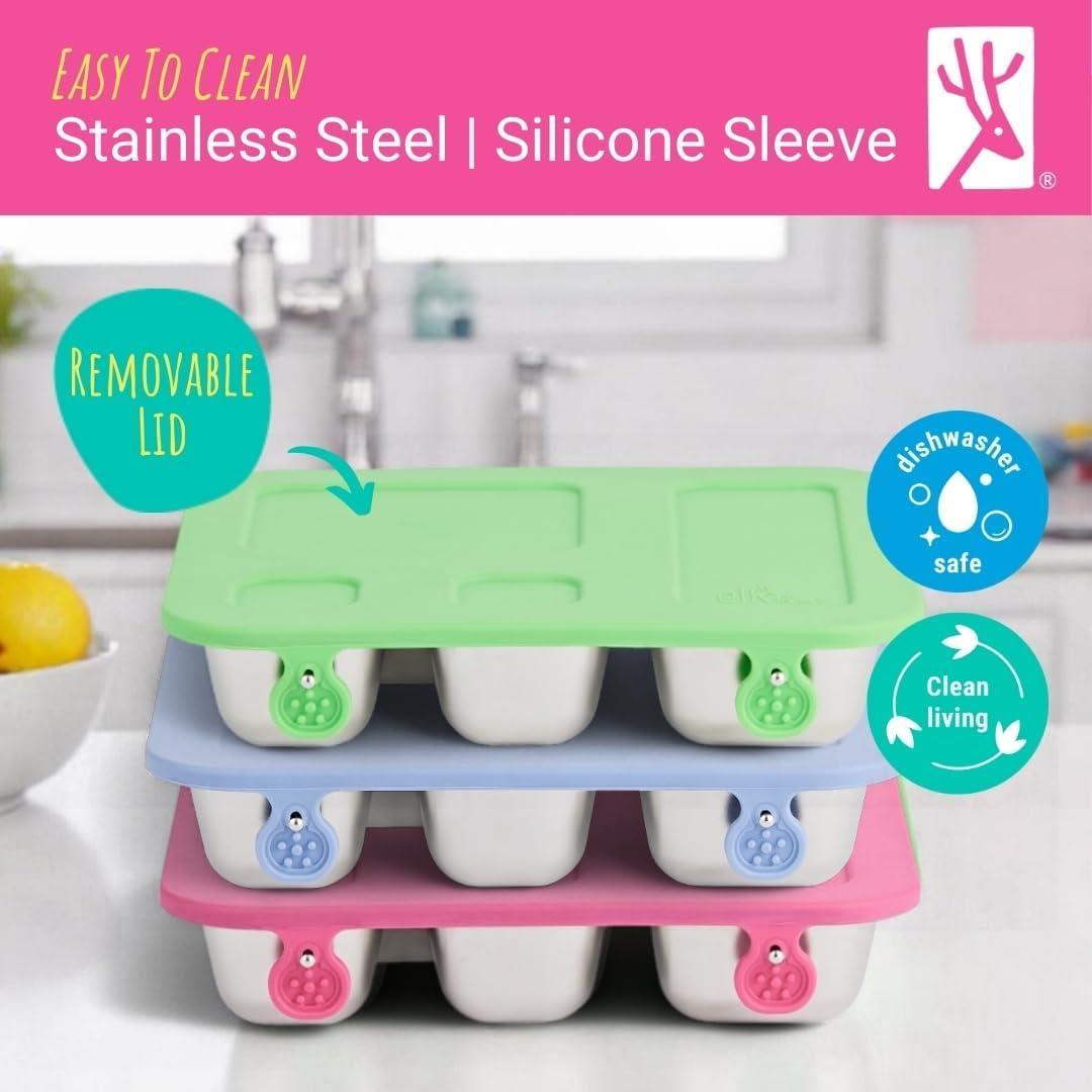 Caja Bento de Acero Inoxidable Elk y Amigos 857 ml Rosa