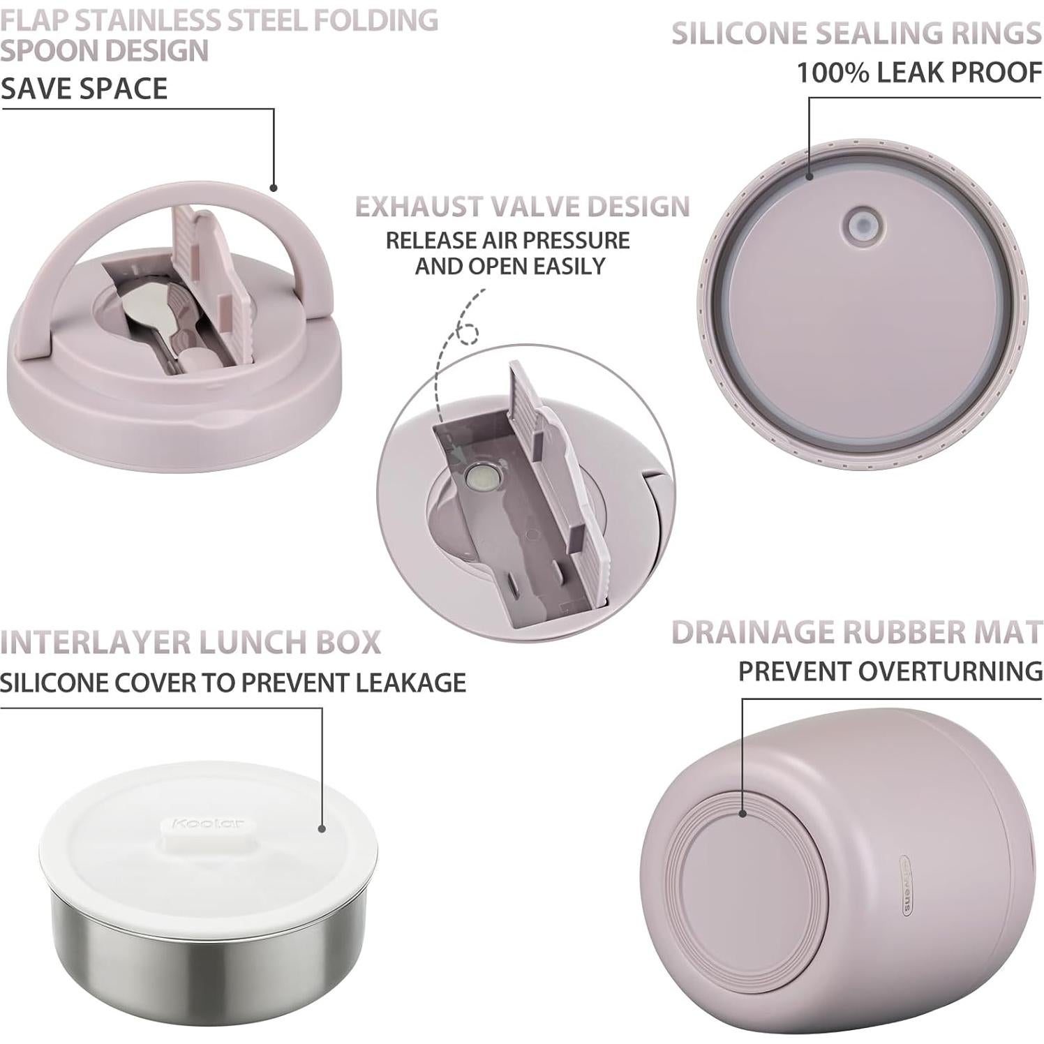 Tarro Térmico Aislado Wiwens 970ml Acero Inoxidable Púrpura