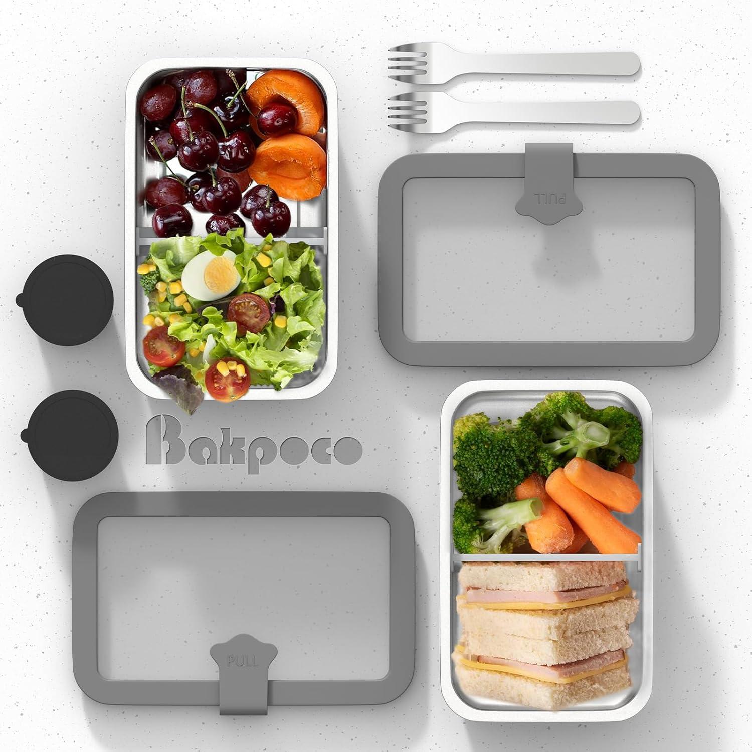 Caja Bento de Acero Inoxidable Bakpoco 1250ml A Prueba de Fugas