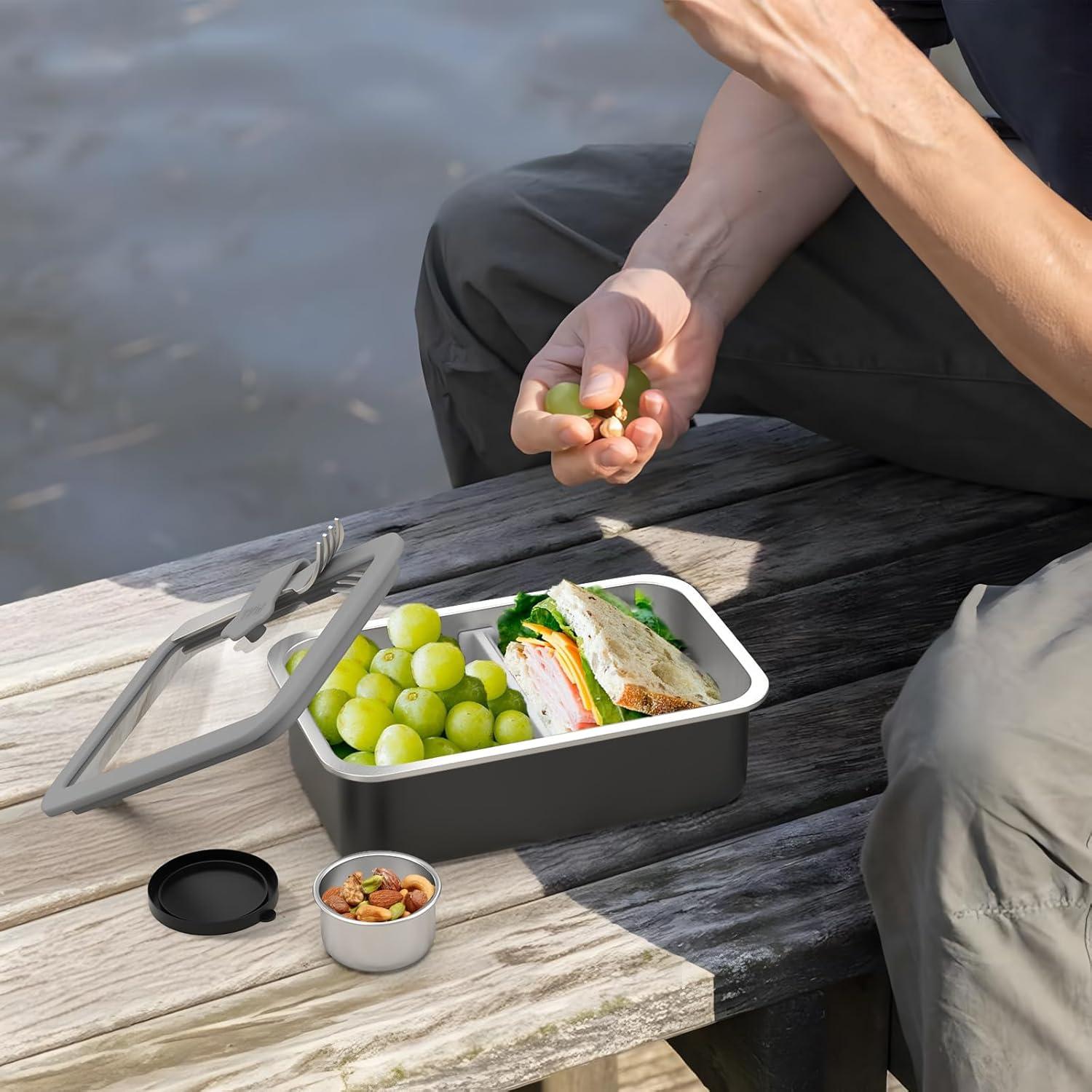 Caja Bento de Acero Inoxidable Bakpoco 1250ml A Prueba de Fugas