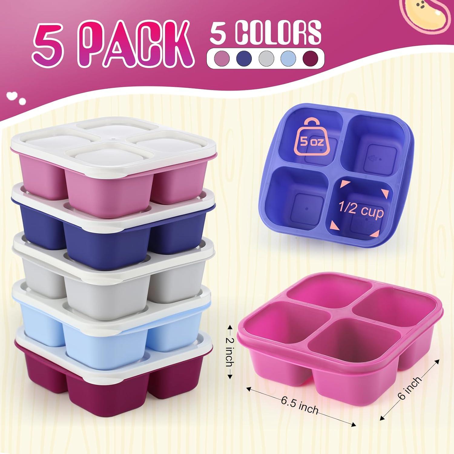 Honeydak 5 Contenedores de Snack 4 Compartimentos Reutilizables