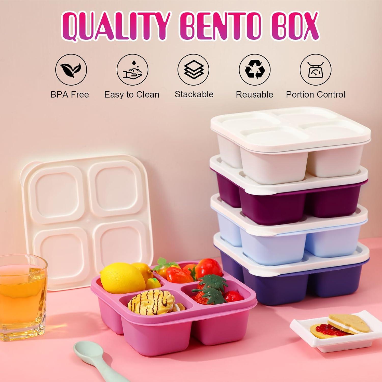 Honeydak 5 Contenedores de Snack 4 Compartimentos Reutilizables