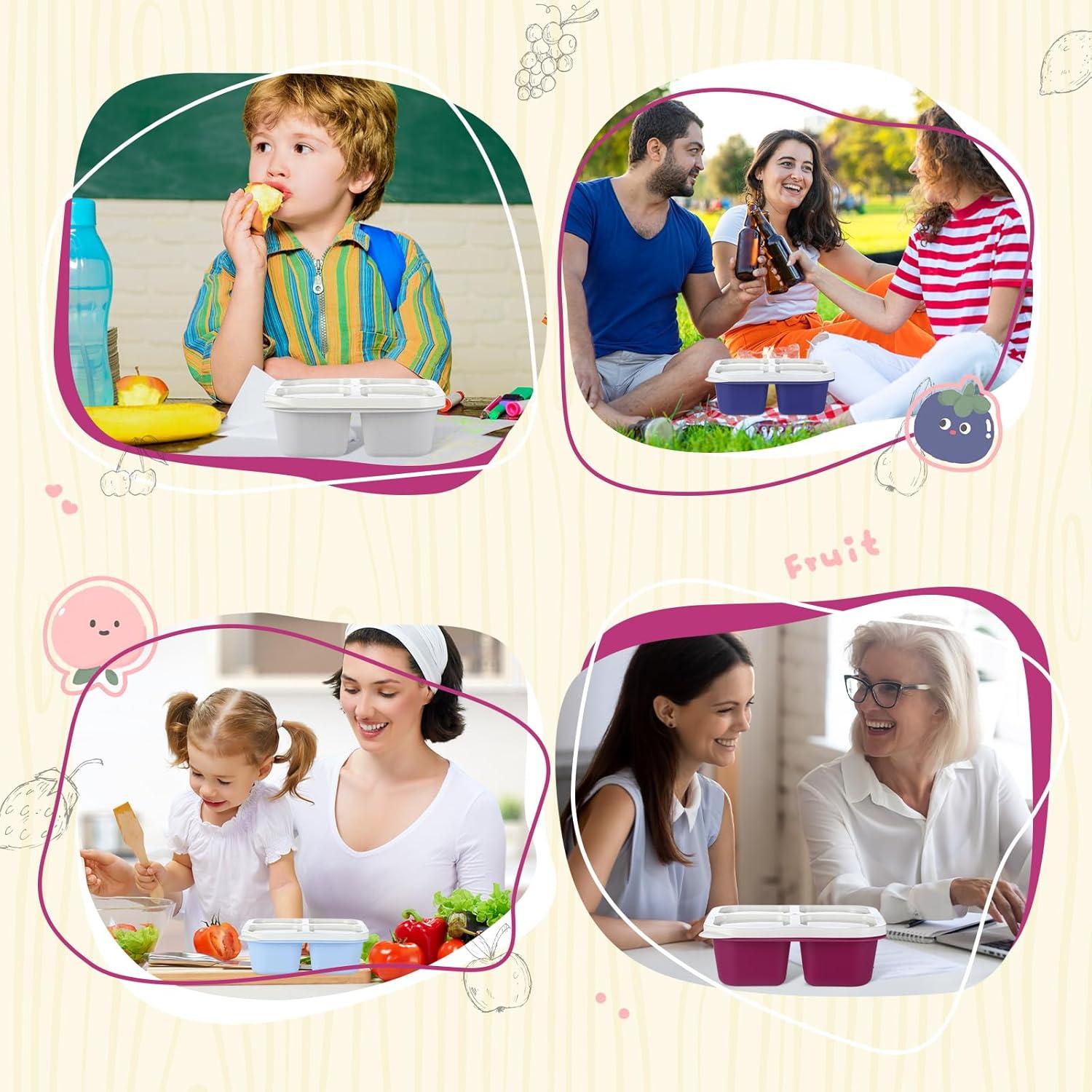 Honeydak 5 Contenedores de Snack 4 Compartimentos Reutilizables