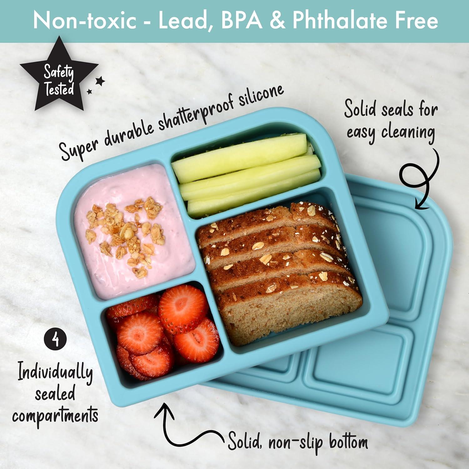 Caja Bento PrimaStella de Silicona 4 Compartimentos 16oz Azul