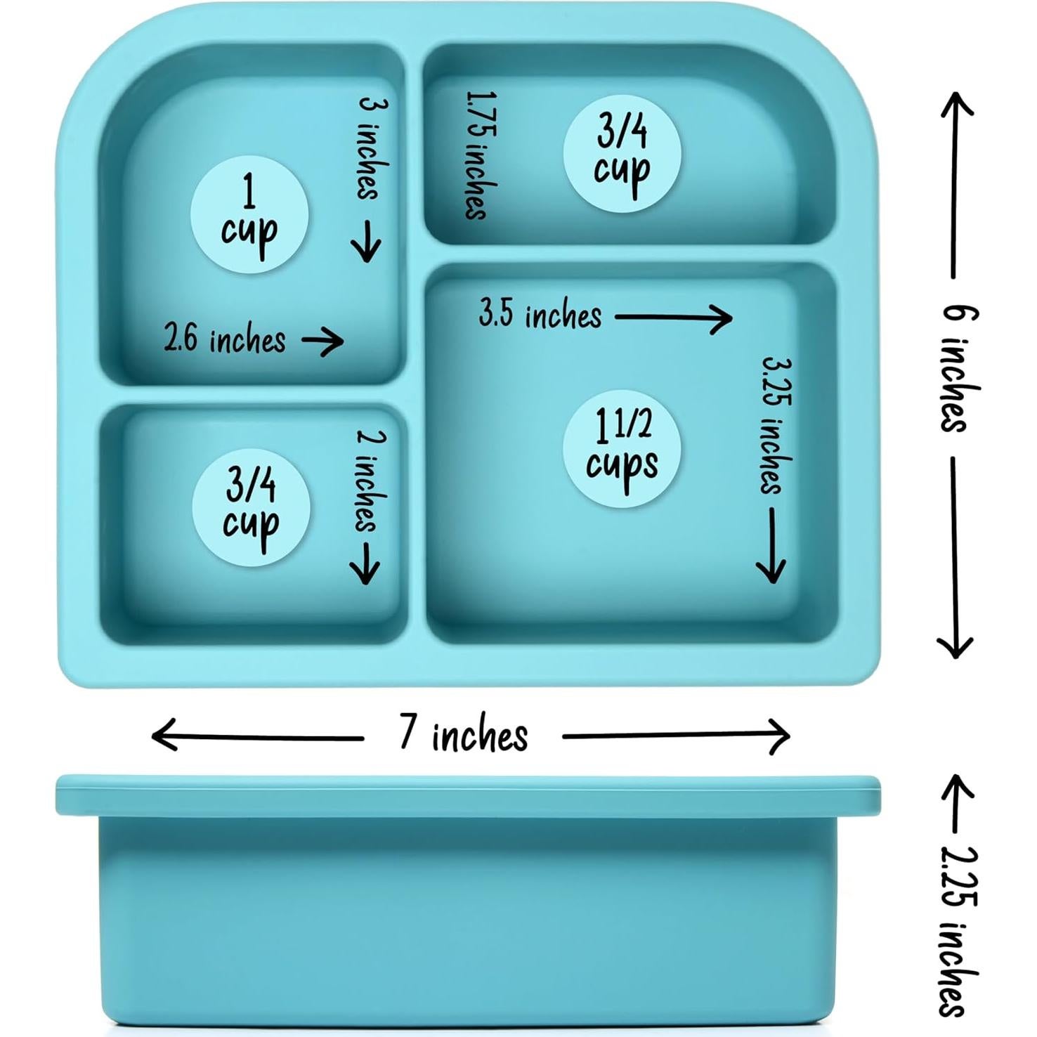 Caja Bento PrimaStella de Silicona 4 Compartimentos 16oz Azul