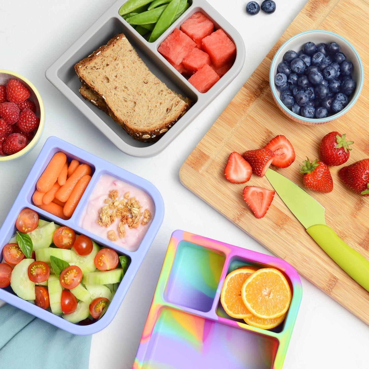 Caja Bento PrimaStella de Silicona 4 Compartimentos 16oz Azul