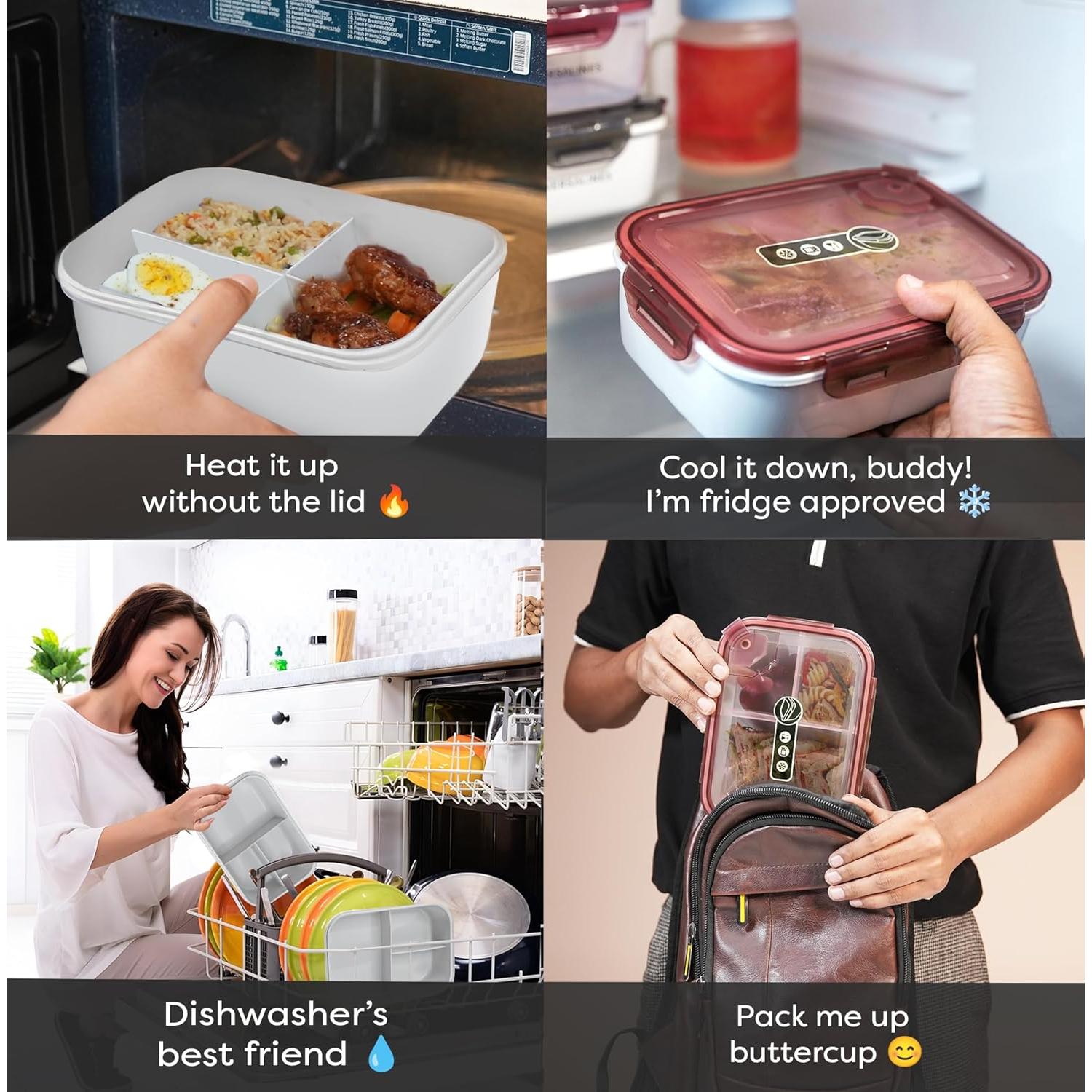 Caja Bento Almuerzo VERSALINES 3 Compartimentos 1300ml