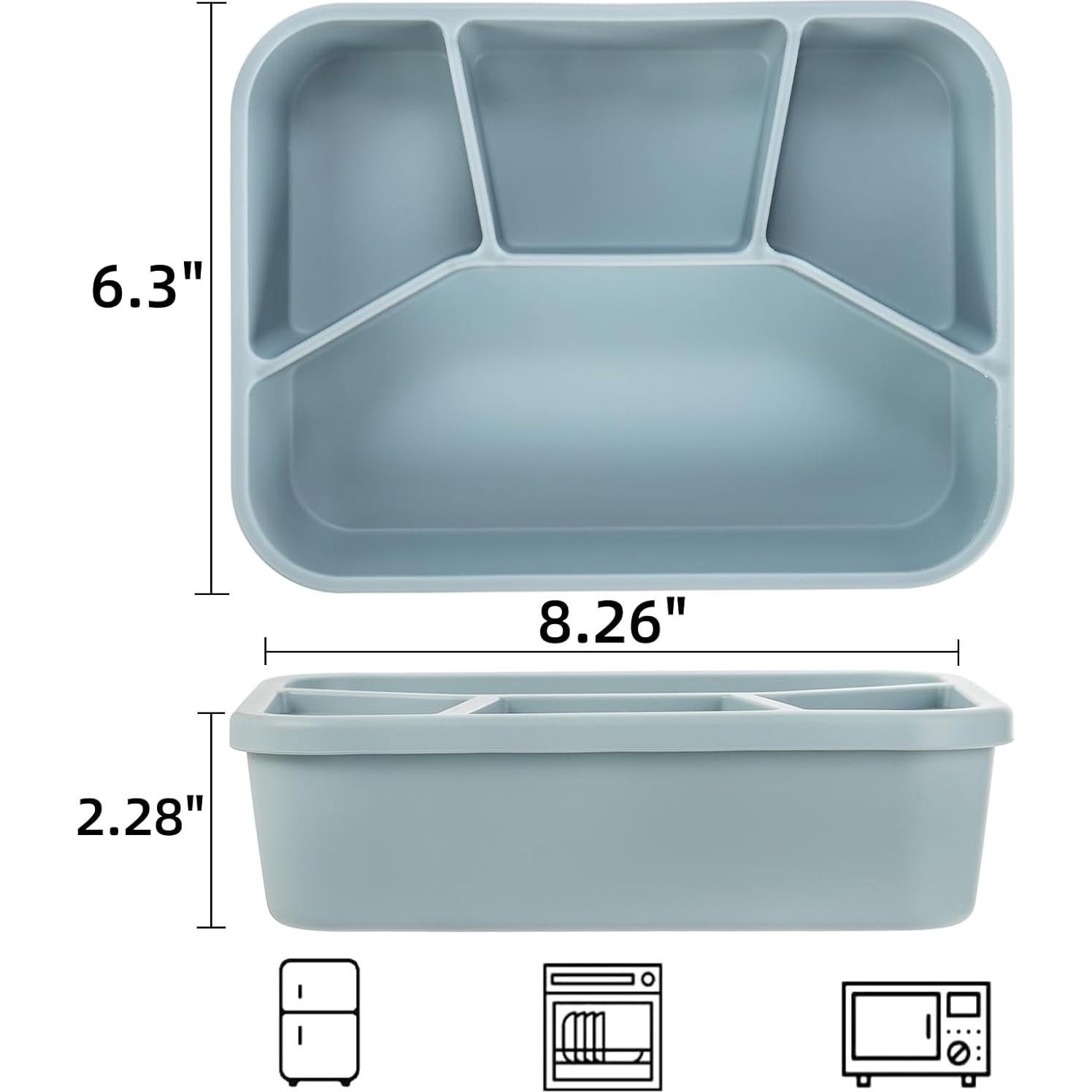 Caja Bento de Silicona Noamus 1.19L 4 Compartimentos A Prueba de Fugas