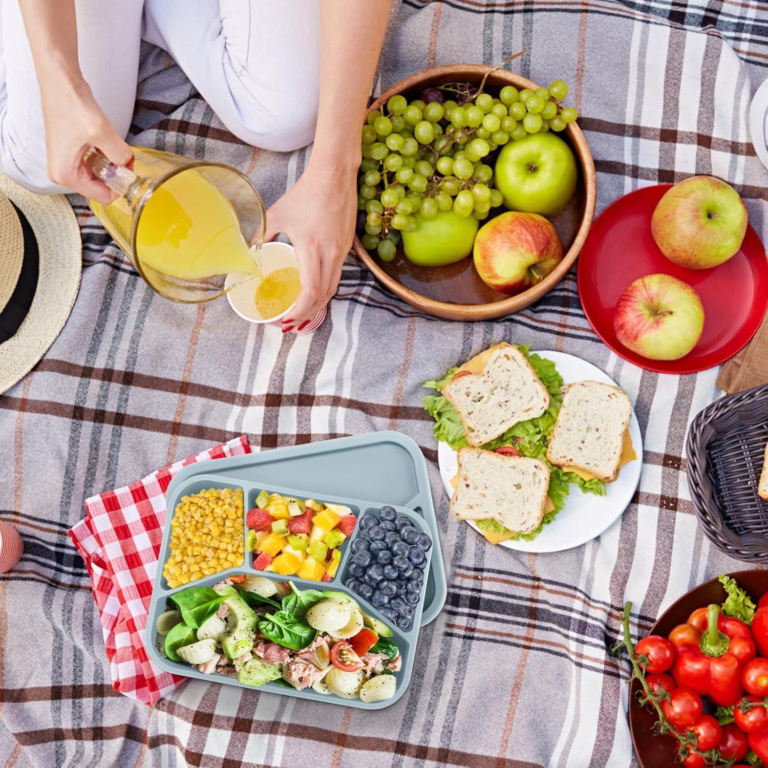 Caja Bento de Silicona Noamus 1.19L 4 Compartimentos A Prueba de Fugas