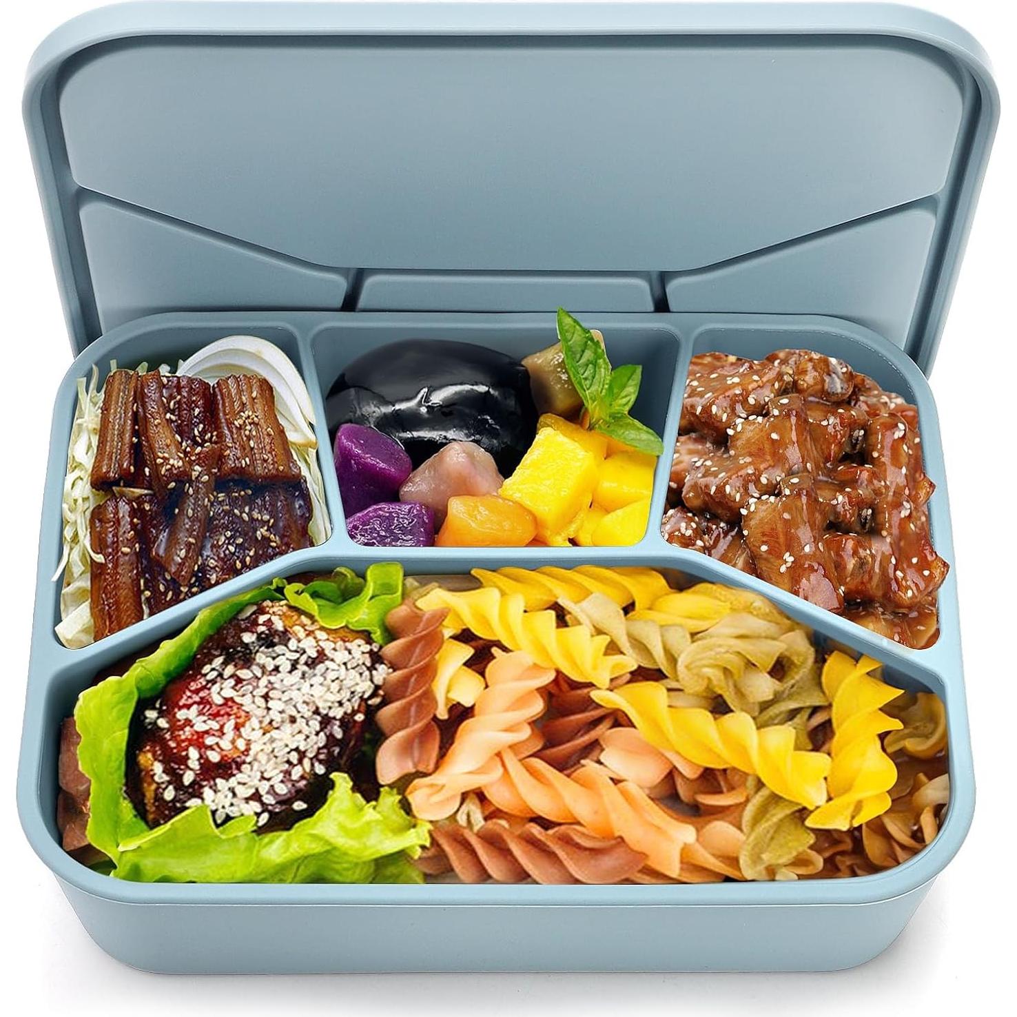 Caja Bento de Silicona Noamus 1.19L 4 Compartimentos A Prueba de Fugas